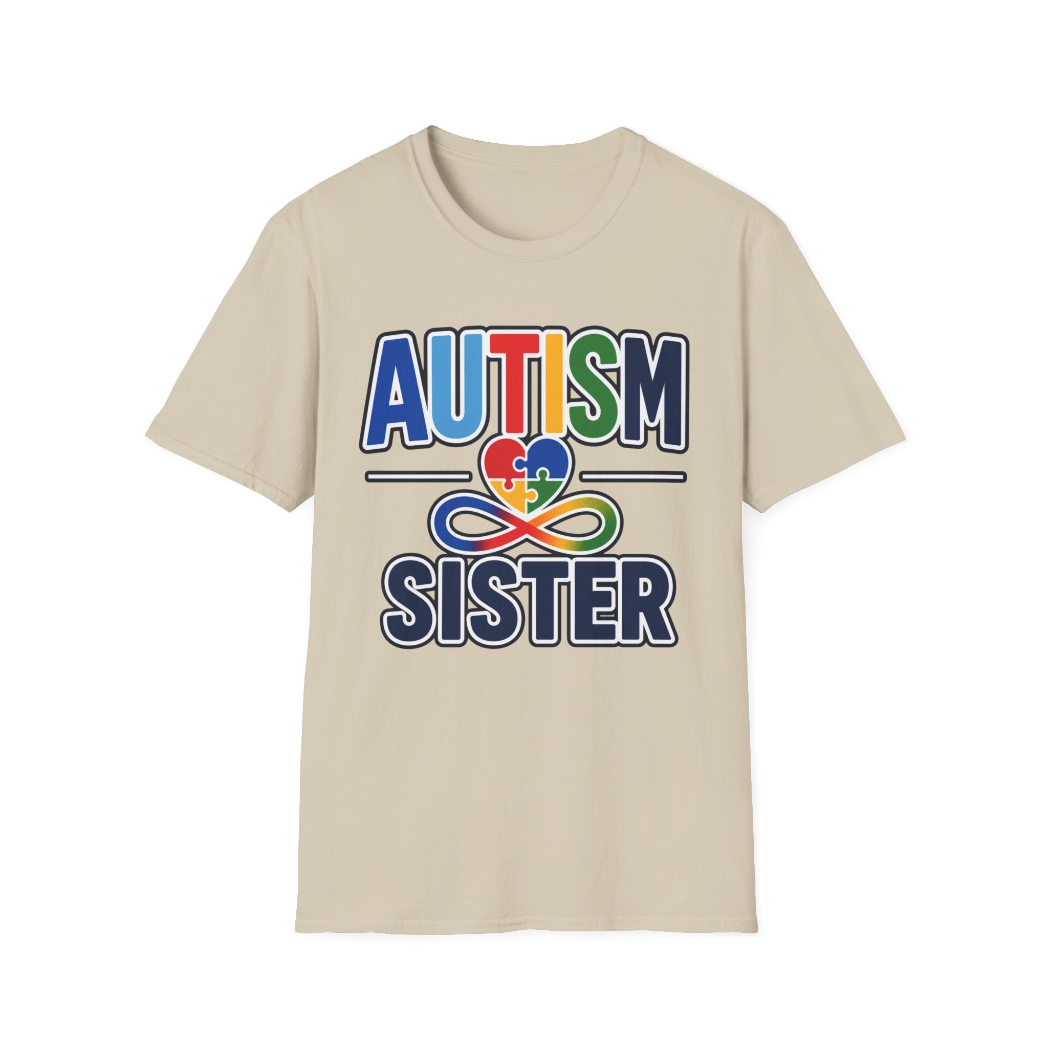 Autism Heart Puzzle Infinity Sister T-Shirt | Rainbow Awareness