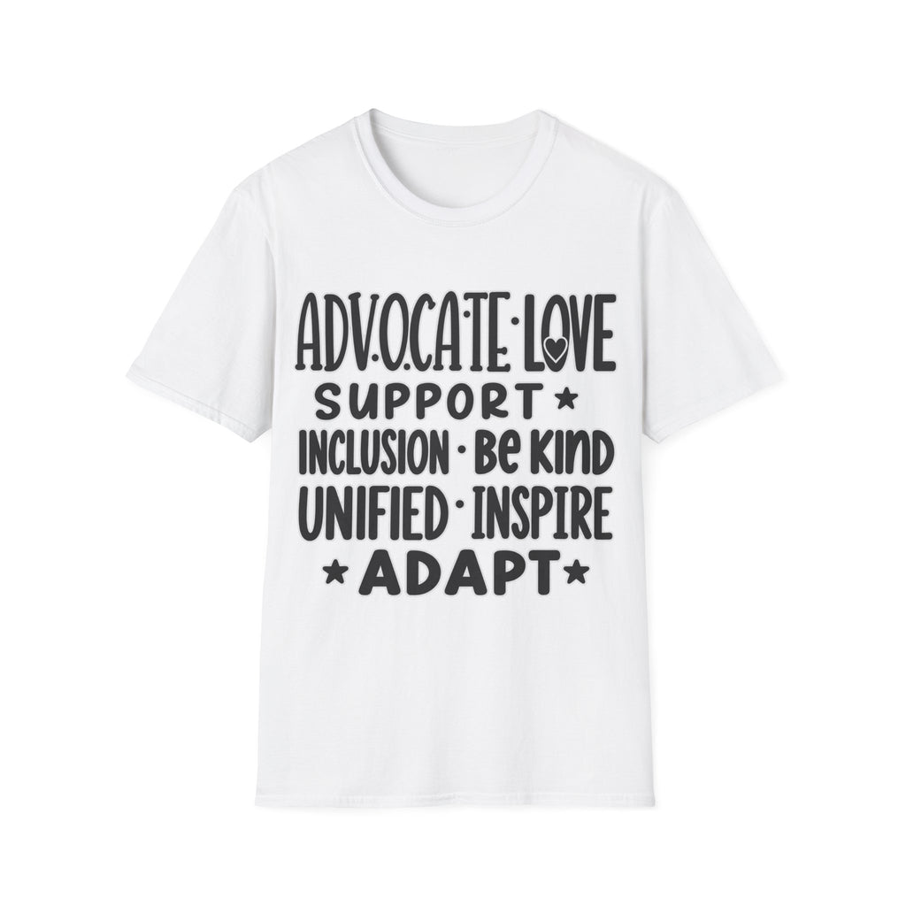 Advocate Support Inclusion Love T-Shirt, Disability Awareness Shirt, Inclusive Typography Tee, Disability Advocate Gift