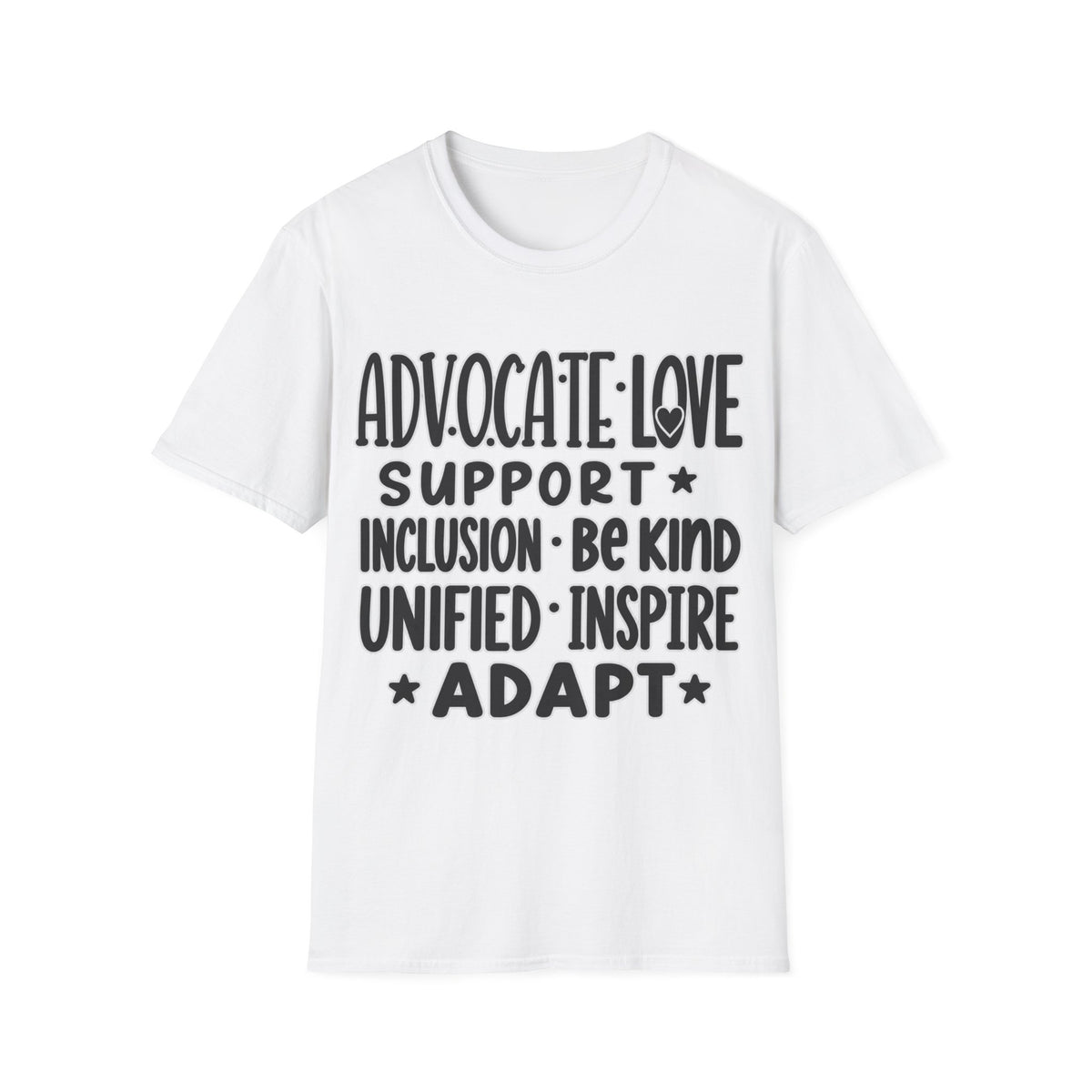 Advocate Support Inclusion Love T-Shirt, Disability Awareness Shirt, Inclusive Typography Tee, Disability Advocate Gift