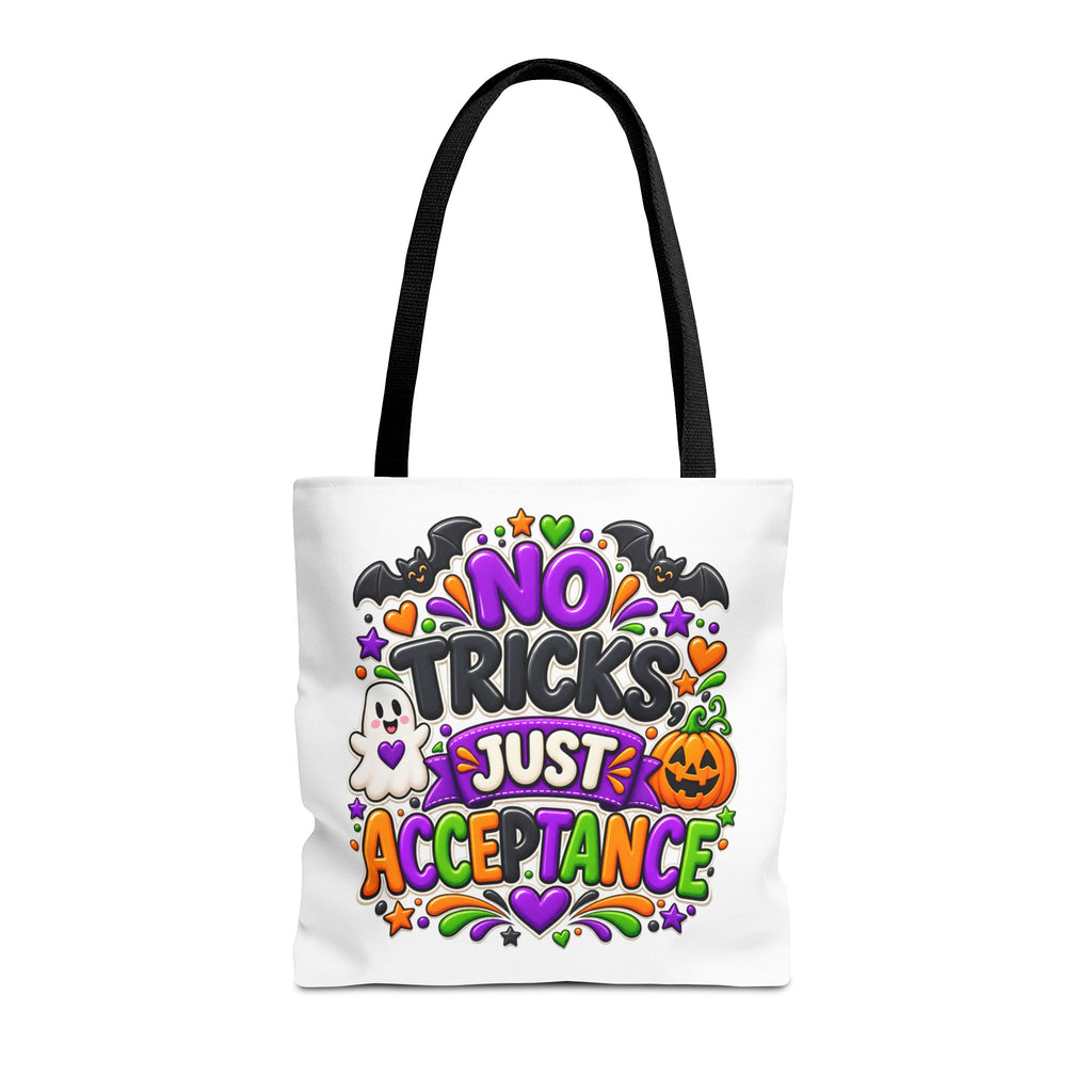 No Tricks Just Acceptance Tote Bag, Halloween Autism Awareness Bag, Autism Acceptance Canvas Tote, Inclusive Halloween Gift