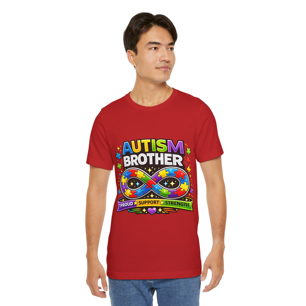 Autism Brother Infinity Puzzle Ribbon T-Shirt | Proud Support Strength