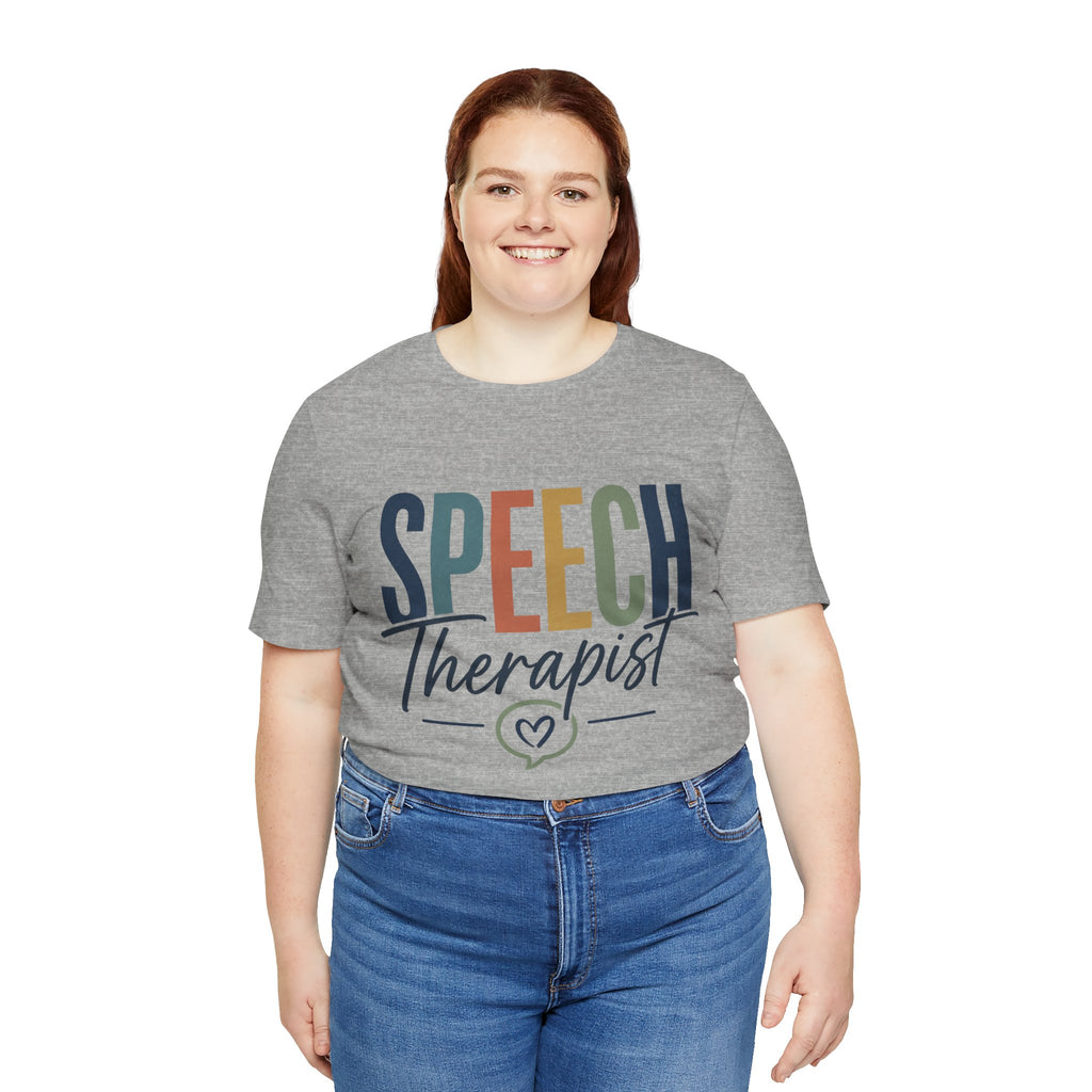 Speech Therapist Shirt | SLP T-Shirt | Heart Typography Graphic Tee | Speech Language Pathologist Gift | Therapist Appreciation Apparel