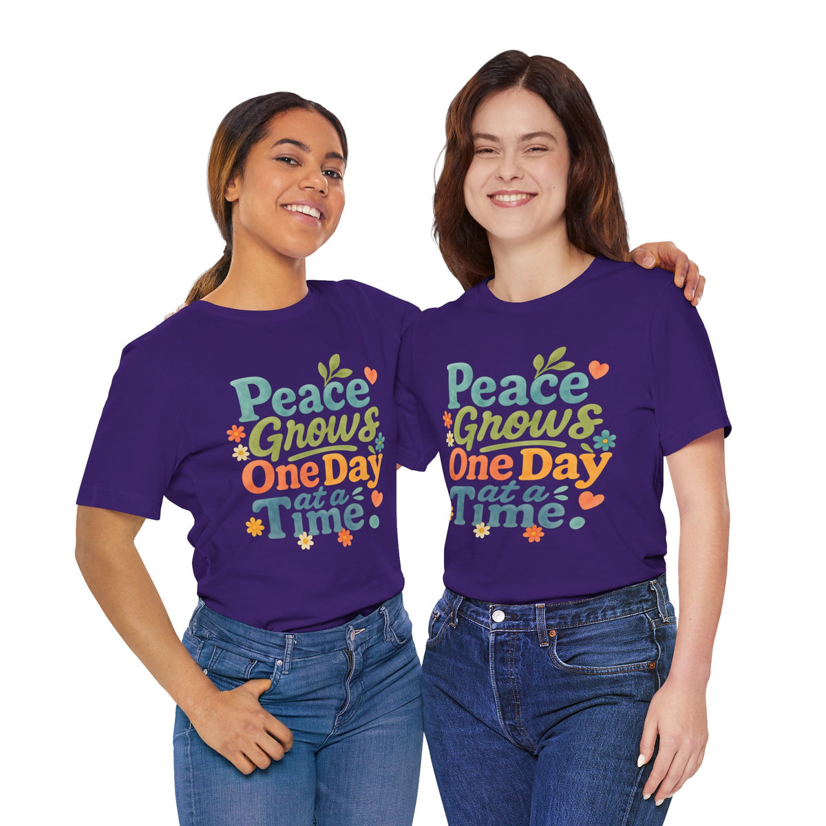 Peace Grows One Day at a Time Tee | Positive Quote Floral Typography