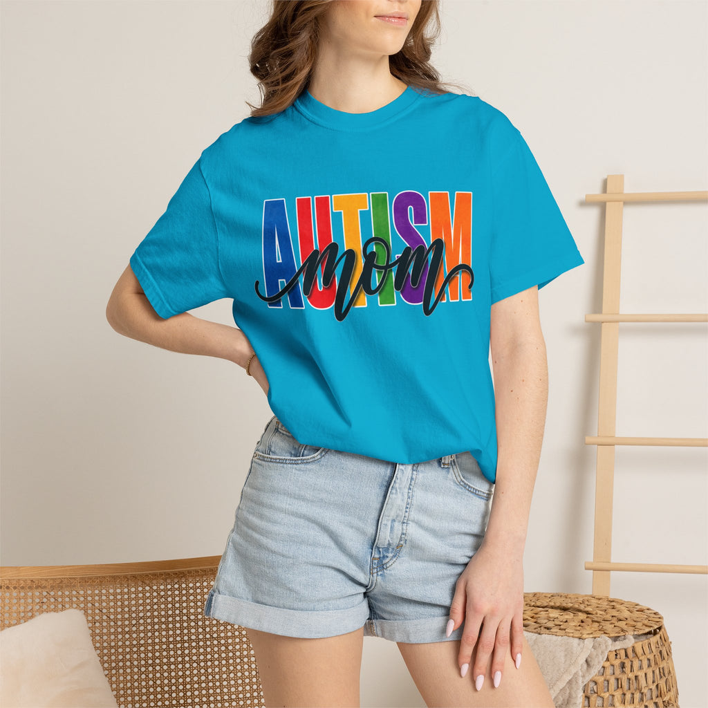 Autism Mom Shirt Autism Mom T Shirt Rainbow Block Letter Tee Script Mom Graphic Autism Awareness Autism Acceptance Gift for Mom
