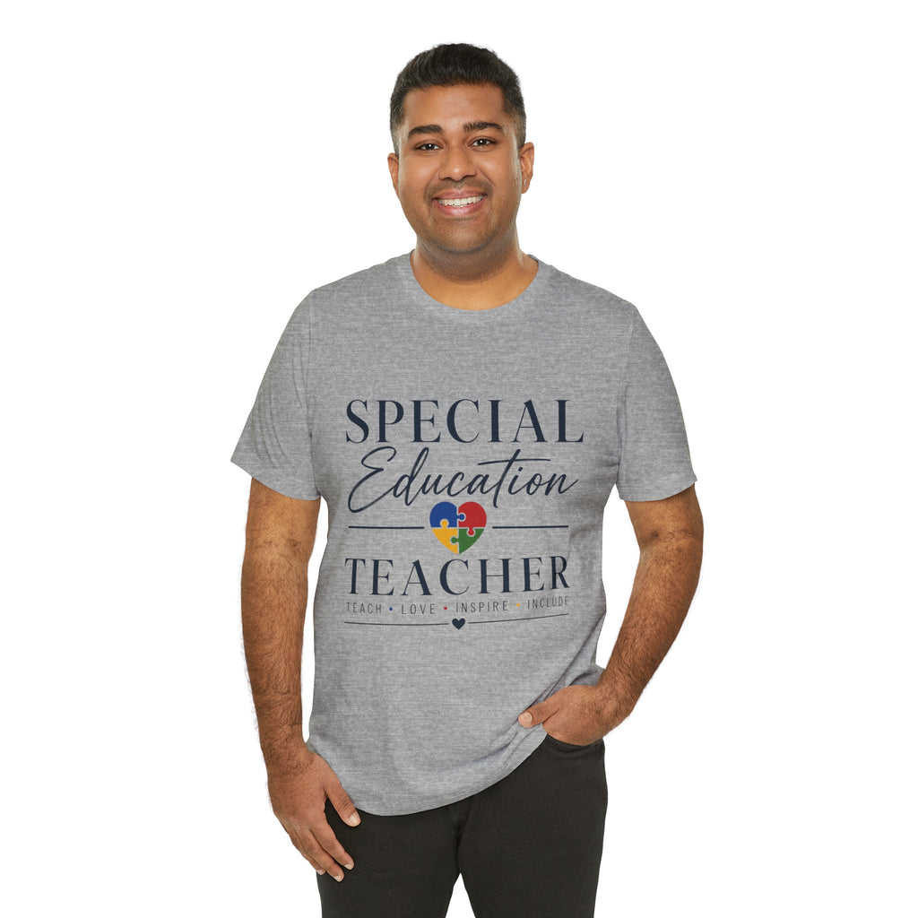 Special Education Teacher Shirt | Teach Love Inspire T-Shirt | Puzzle Heart Graphic Tee | Autism Acceptance Gift | Inclusive Teacher