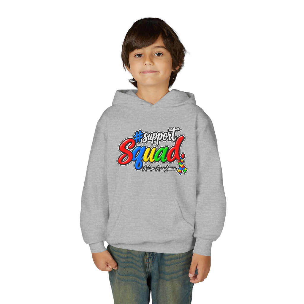 Support Squad Youth Hoodie, Autism Awareness Colorful Script Sweatshirt, Autism Acceptance Hoodie, Matching Family Squad Gift