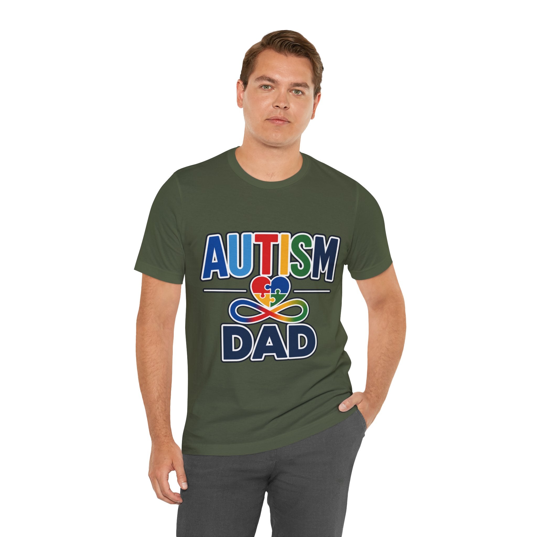 Autism Dad Shirt | Proud Autism Father T-Shirt | Colorful Puzzle Heart Infinity Design | Autism Awareness Gift for Dad | Autism Acceptance Tee
