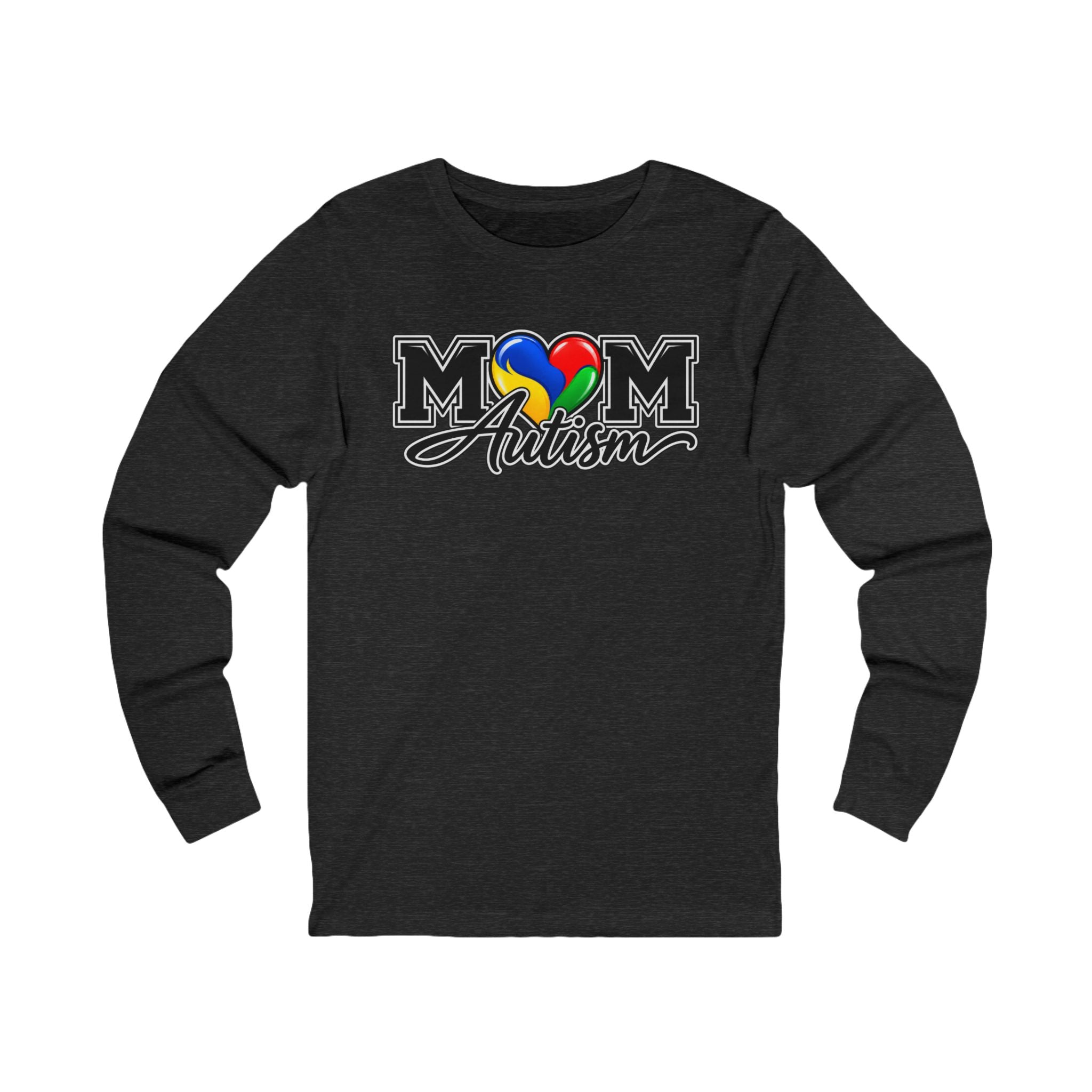 Autism Mom Heart Puzzle Long Sleeve Tee, Rainbow Puzzle Awareness Shirt, Autism Mom Gift, Autism Acceptance Family Apparel