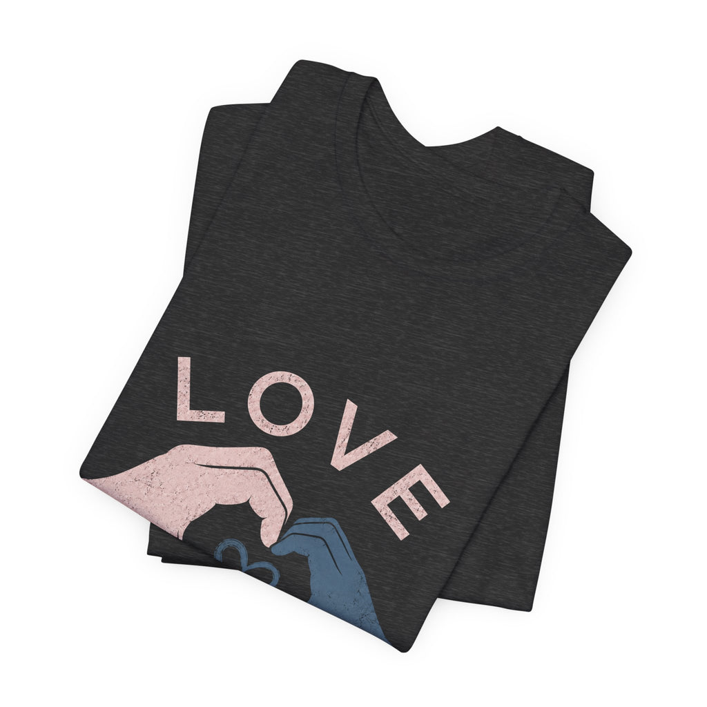 Love Makes Us Strong Autism Acceptance T-Shirt | Heart Hands Tee