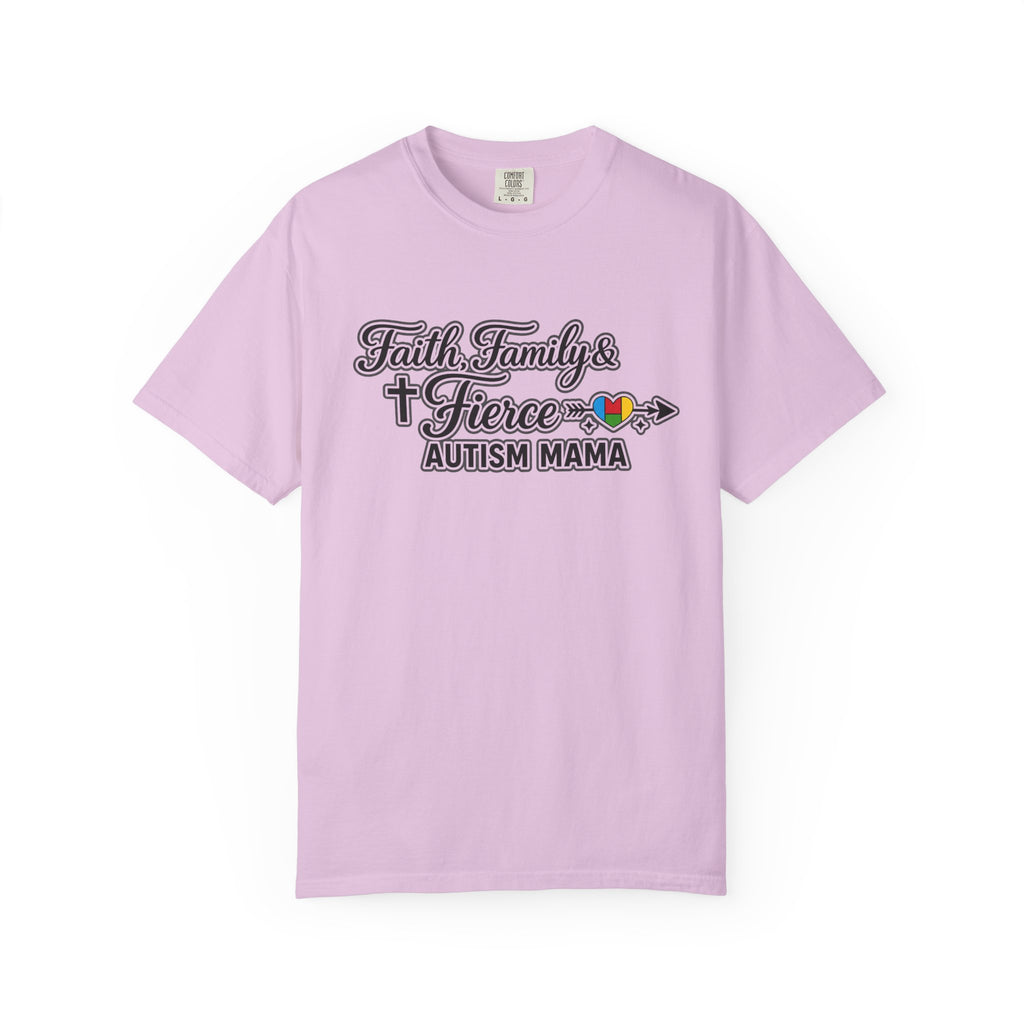 Faith Family Fierce Autism Mama Shirt, Autism Mom T-Shirt, Christian Autism Mom Gift, Fierce Mama Tee, Special Needs Mom Shirt