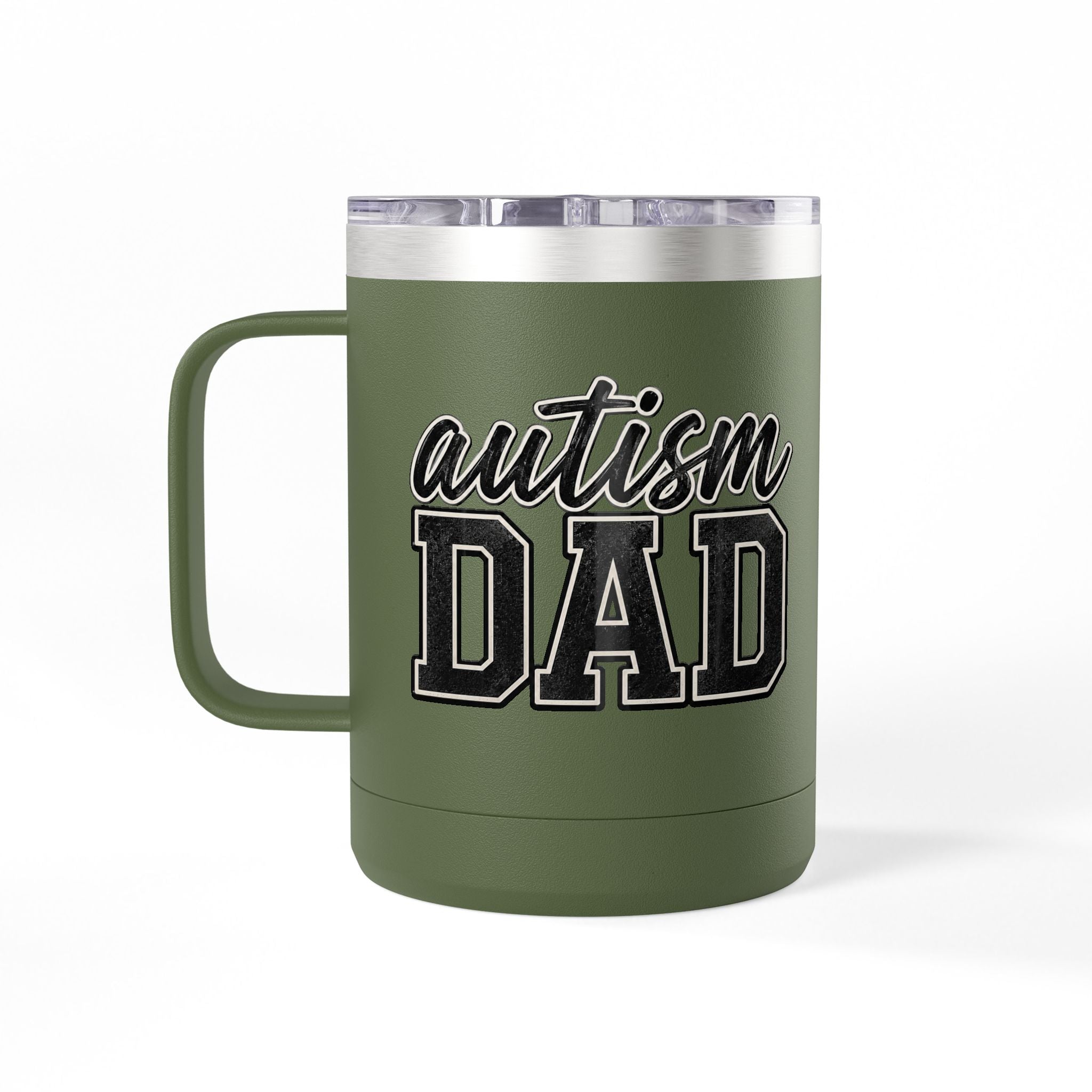 Autism Dad Minimalist Script & Block Logo Mug | 15oz Insulated Tumbler
