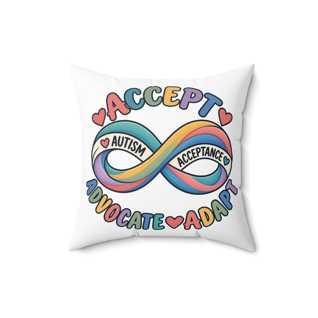 Autism Acceptance Infinity Pillow, Accept Advocate Adapt Throw Pillow Cover, Autism Awareness Home Decor, Neurodiversity Gift Pillow