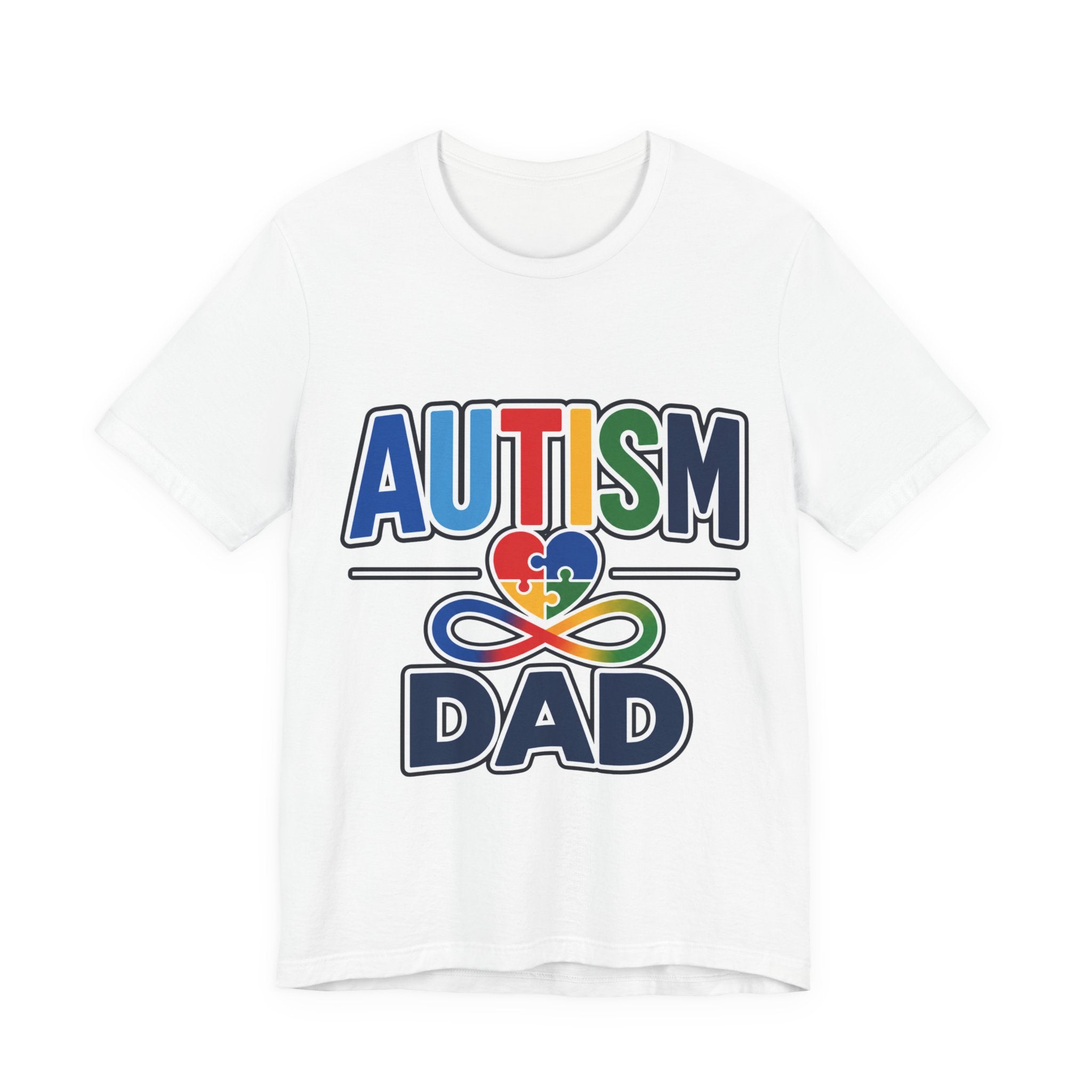 Autism Dad Shirt | Proud Autism Father T-Shirt | Colorful Puzzle Heart Infinity Design | Autism Awareness Gift for Dad | Autism Acceptance Tee