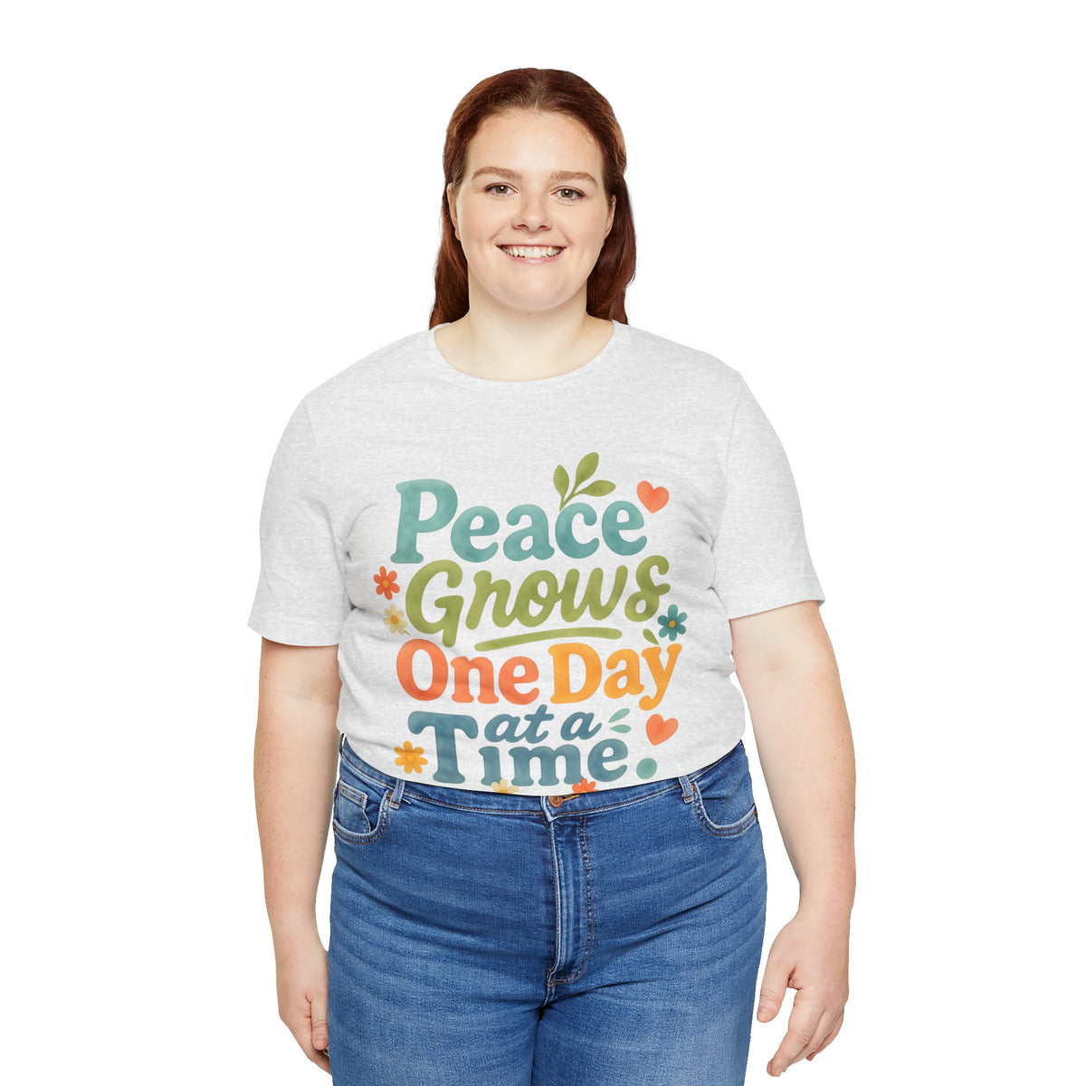 Peace Grows One Day at a Time Tee | Positive Quote Floral Typography