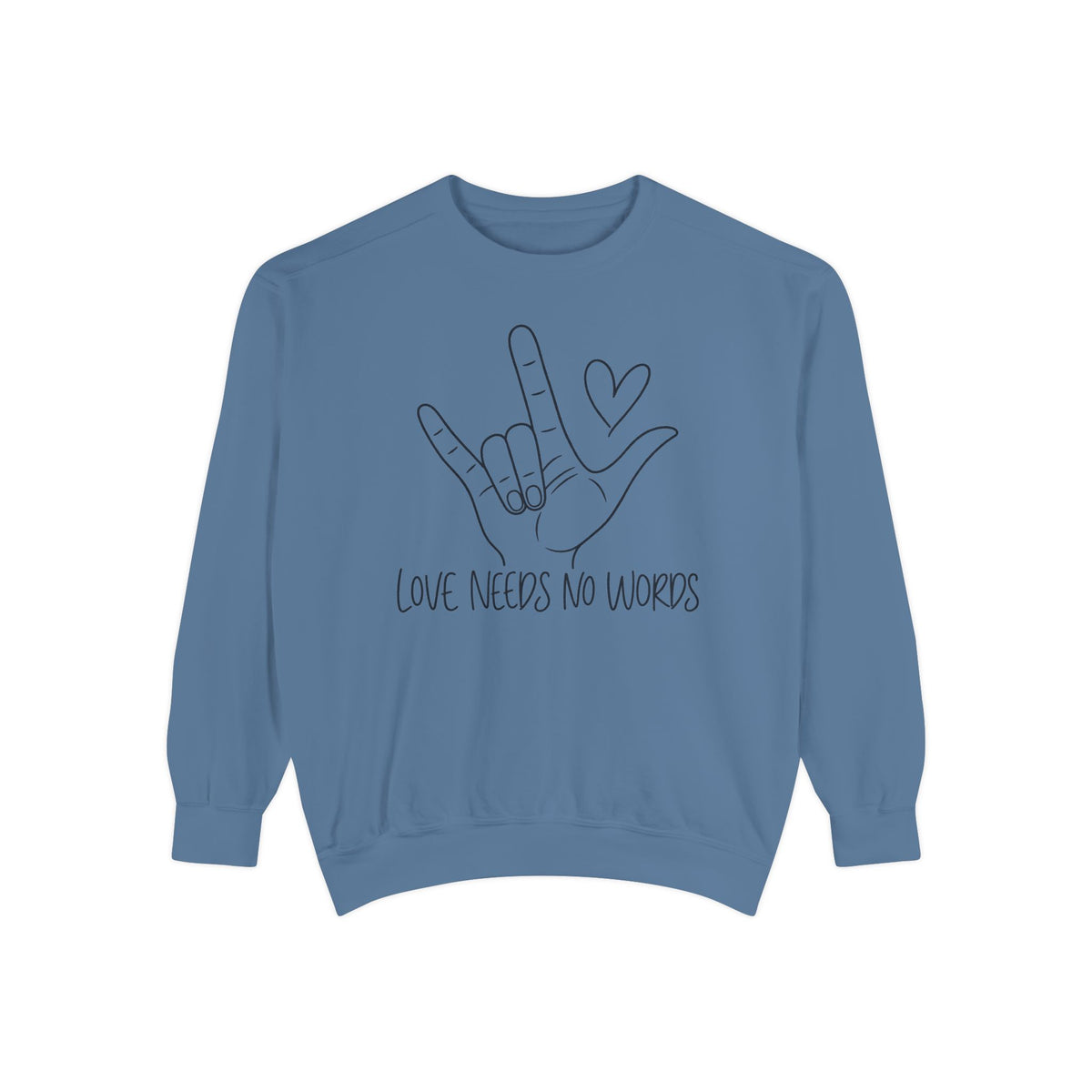 ASL Love Hand Sign Sweatshirt, Love Needs No Words Minimalist Line Art Hoodie, Autism Acceptance Sign Language Shirt, Nonverbal Gift