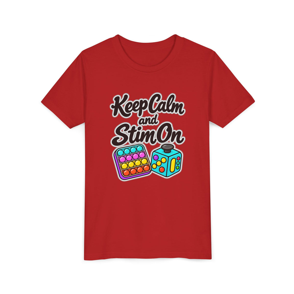 Keep Calm and Stim On Youth Shirt Autism Sensory T Shirt Neurodivergent Kids Tee Fidget Toy Gift Special Needs Awareness