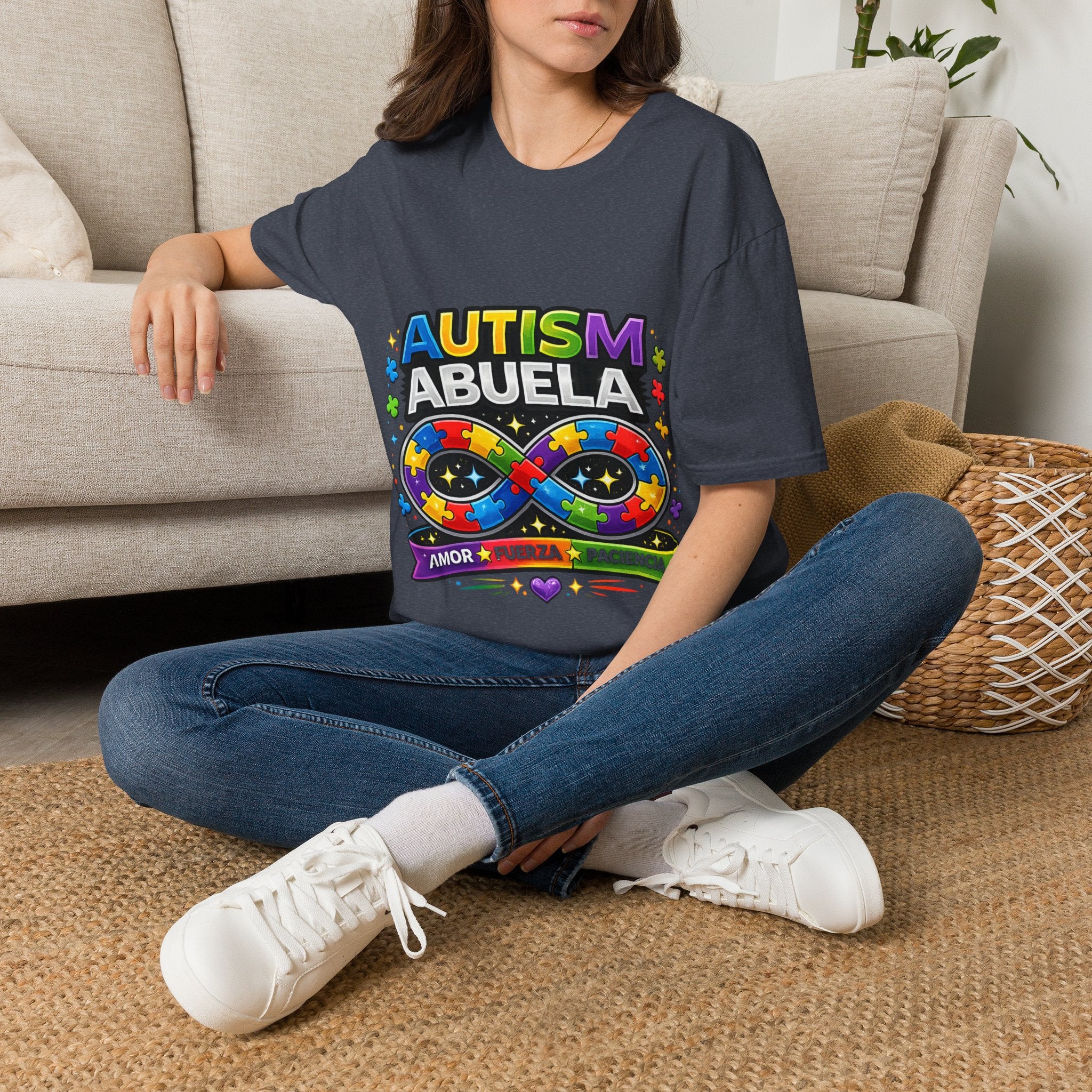 Autism Abuela T-Shirt | Rainbow Puzzle Infinity Design