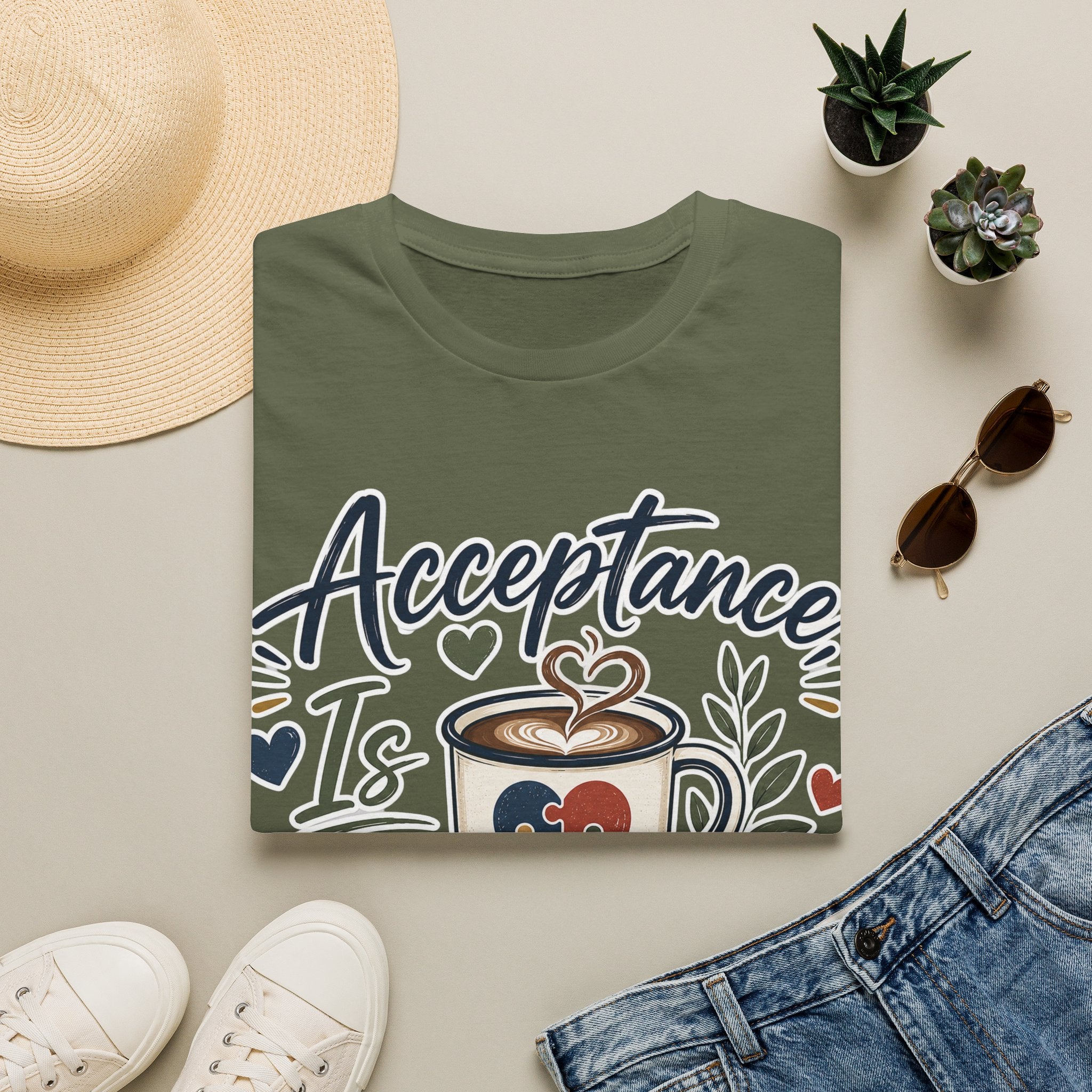 Acceptance Is Always Brewing Shirt | Coffee Lover T-Shirt | Autism Acceptance Tee | Inclusive Graphic Shirt | Barista Gift