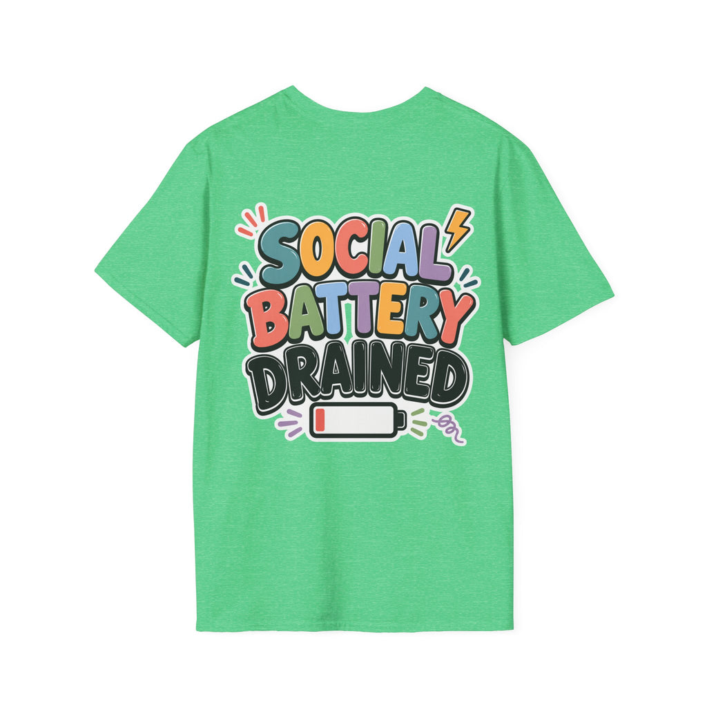 Social Battery Drained Shirt | Funny Introvert T-Shirt | Social Anxiety Graphic Tee | Mental Health Humor Shirt | Unisex Gift