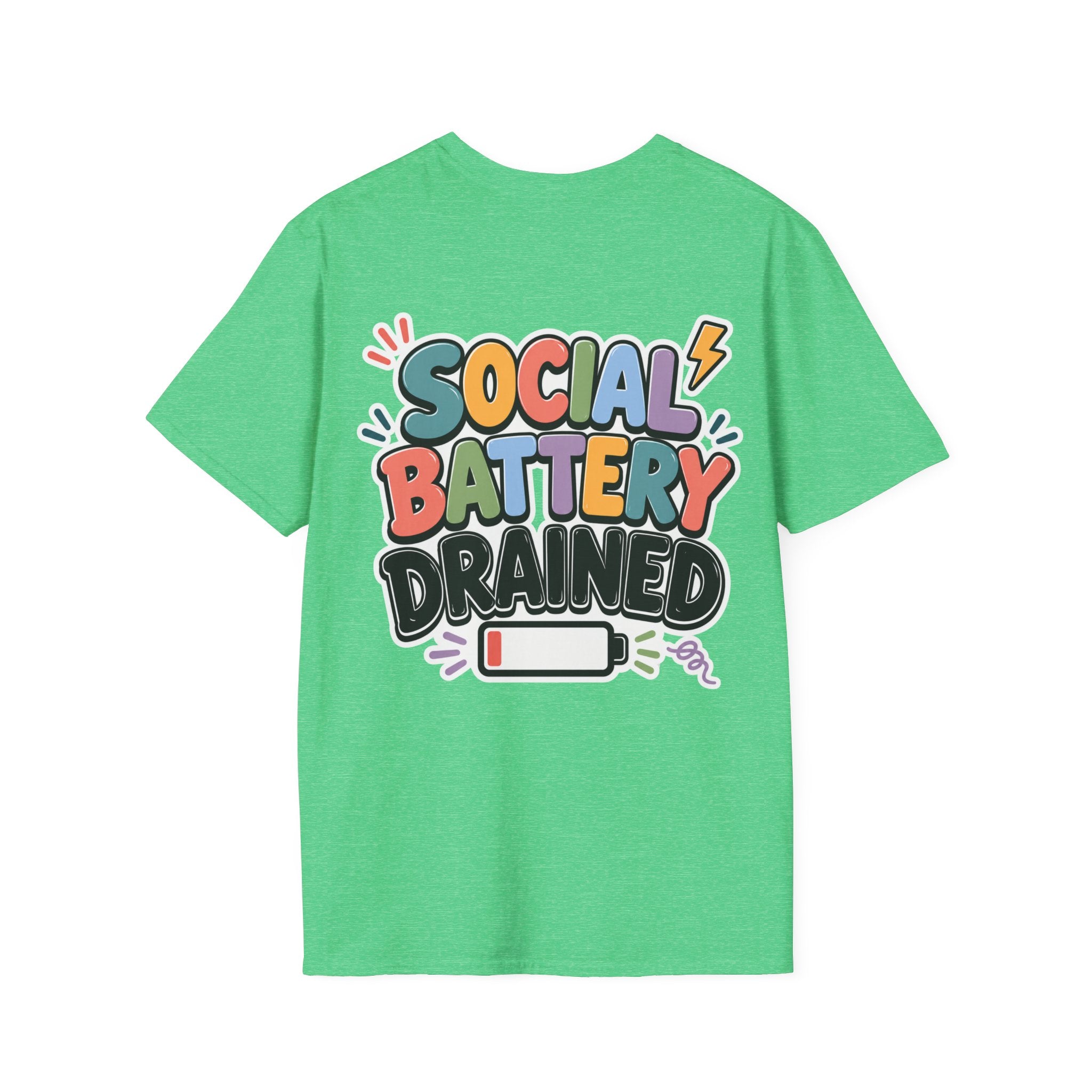 Social Battery Drained Shirt | Funny Introvert T-Shirt | Social Anxiety Graphic Tee | Mental Health Humor Shirt | Unisex Gift