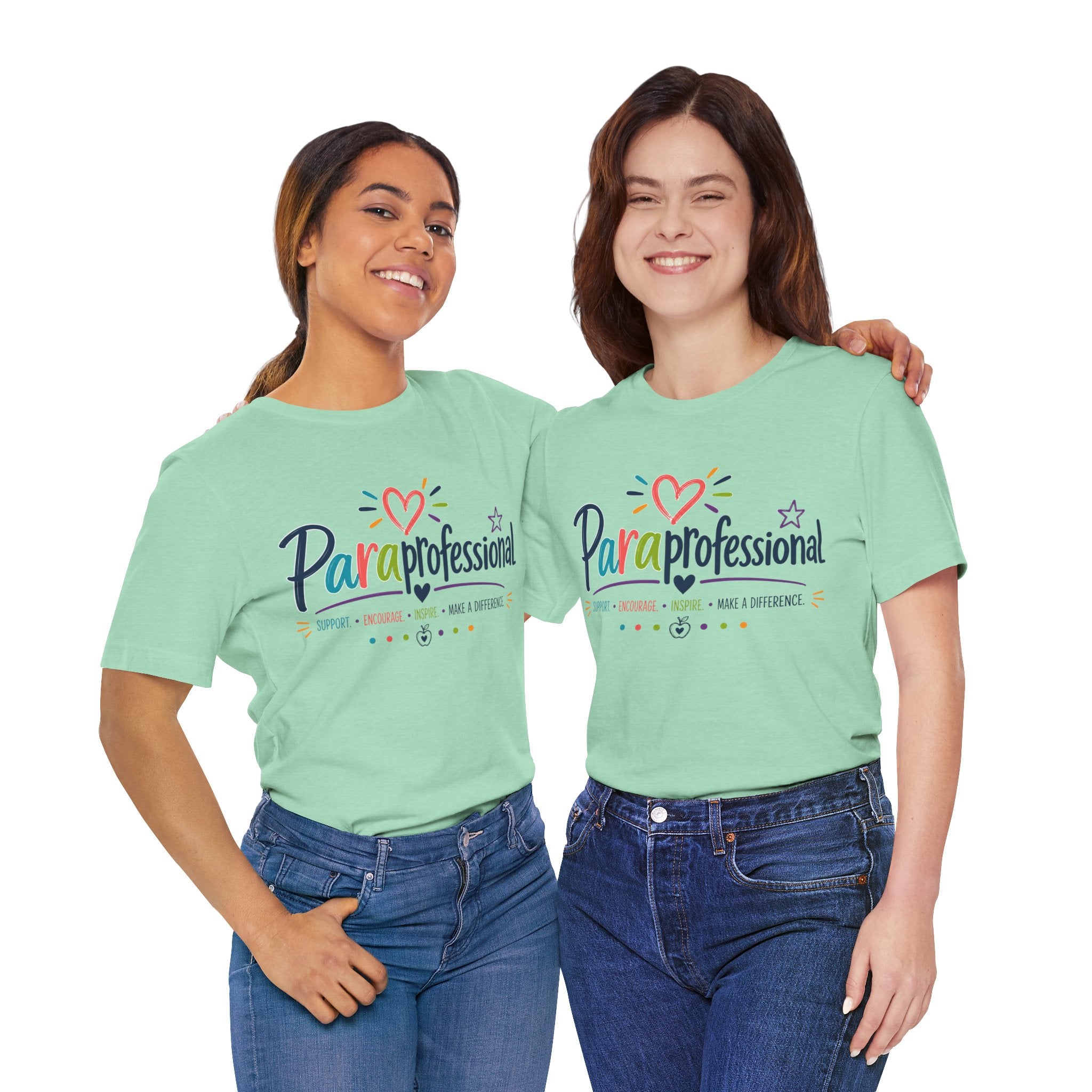 ParaProfessional T‑Shirt — Colorful Heart Design, Support Encourage Inspire Tee