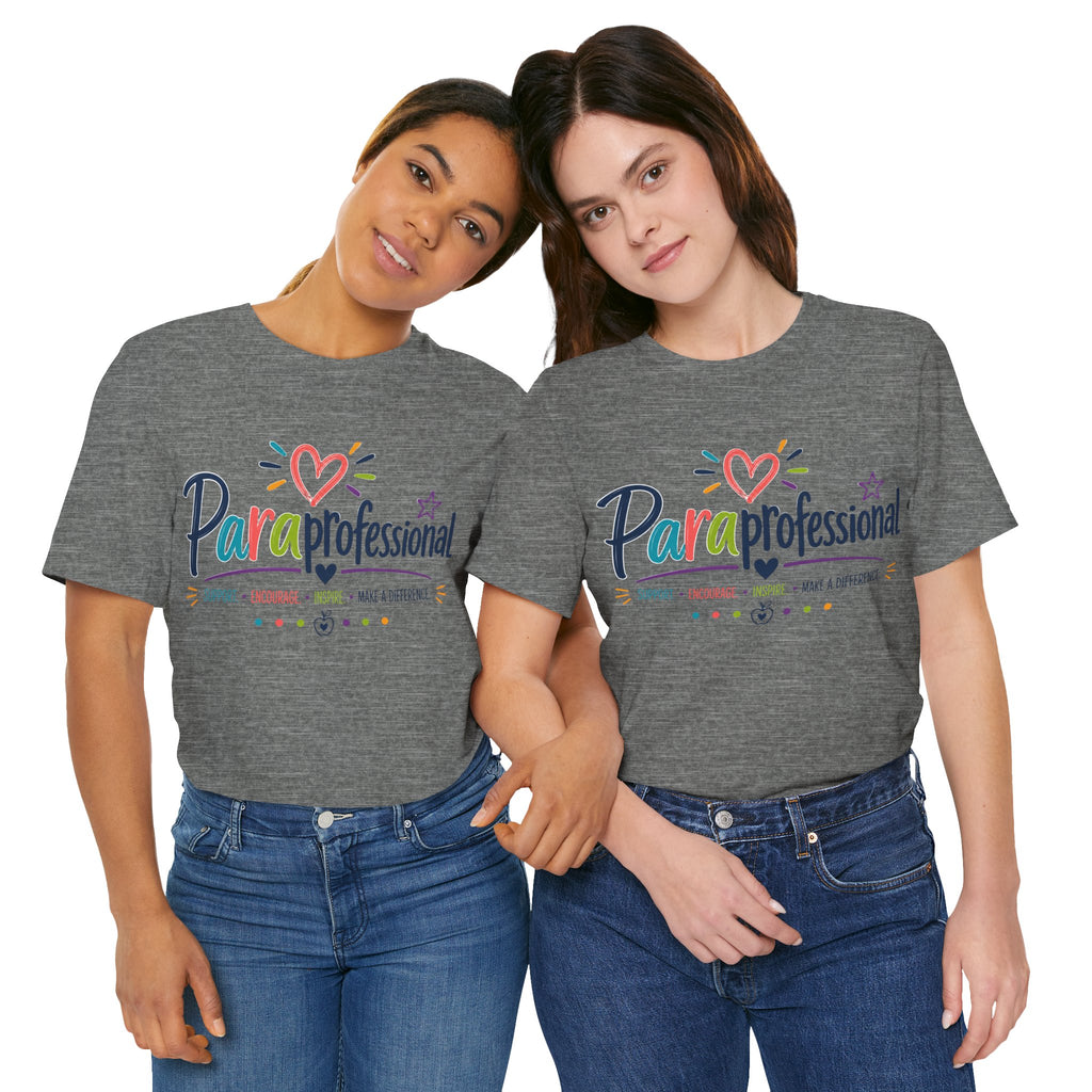 Paraprofessional Shirt Support Encourage Inspire Teacher Aide T Shirt Rainbow Heart Special Education Gift School Staff Tee