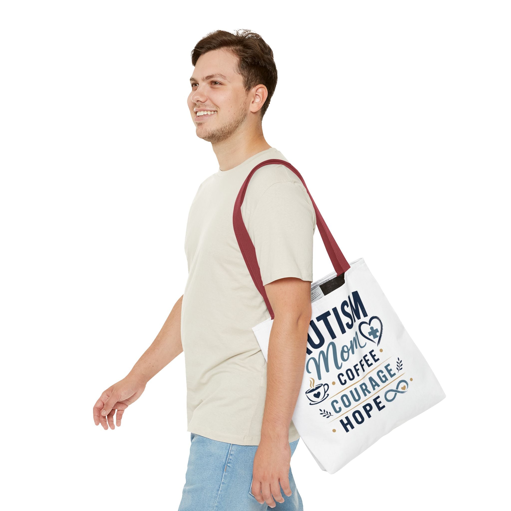 Autism Mom Coffee Courage Hope Tote Bag | Autism Acceptance Gift for Mom | Neurodiversity Canvas Tote | Special Needs Mom Bag