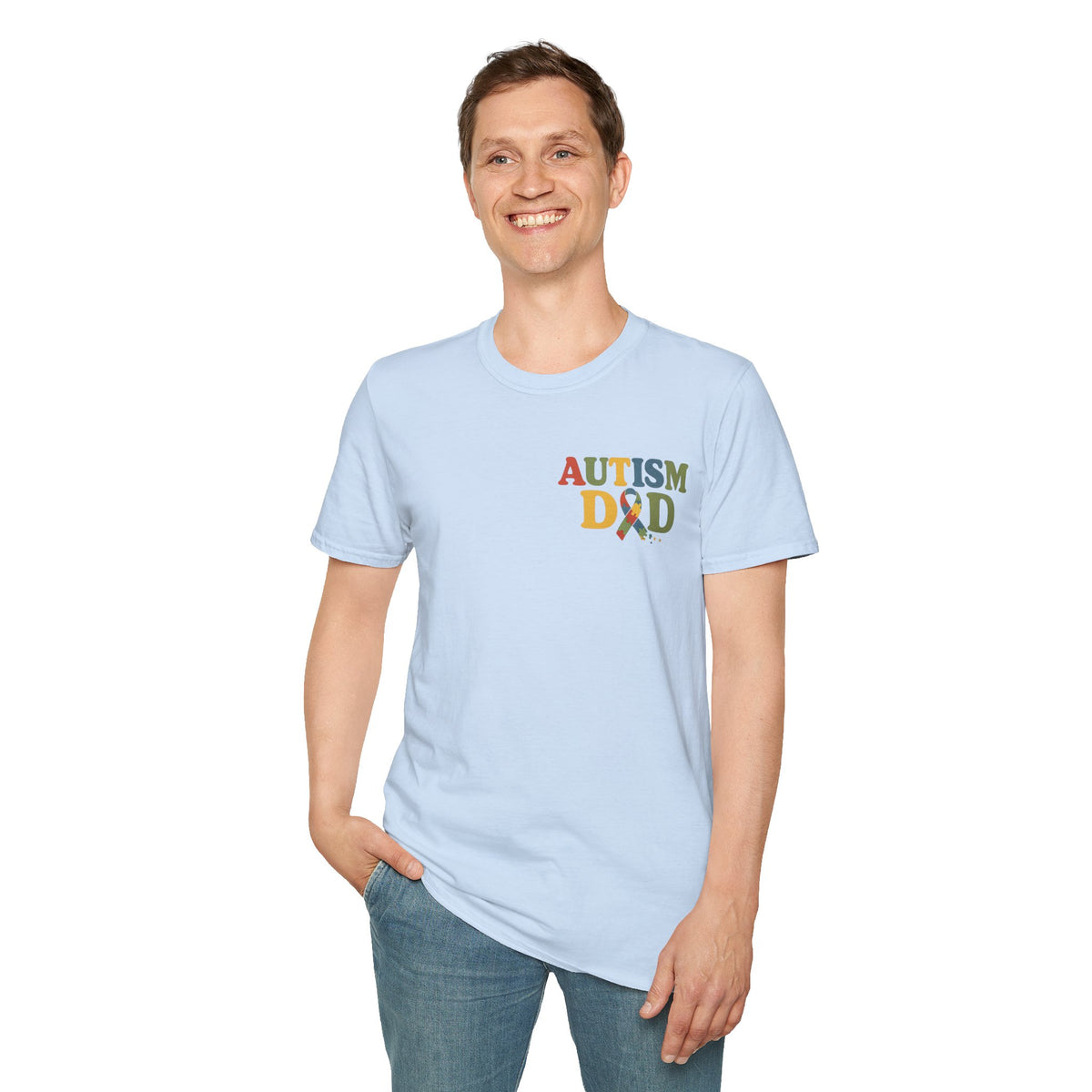 Autism Dad T-Shirt | Rainbow Puzzle Support Tee