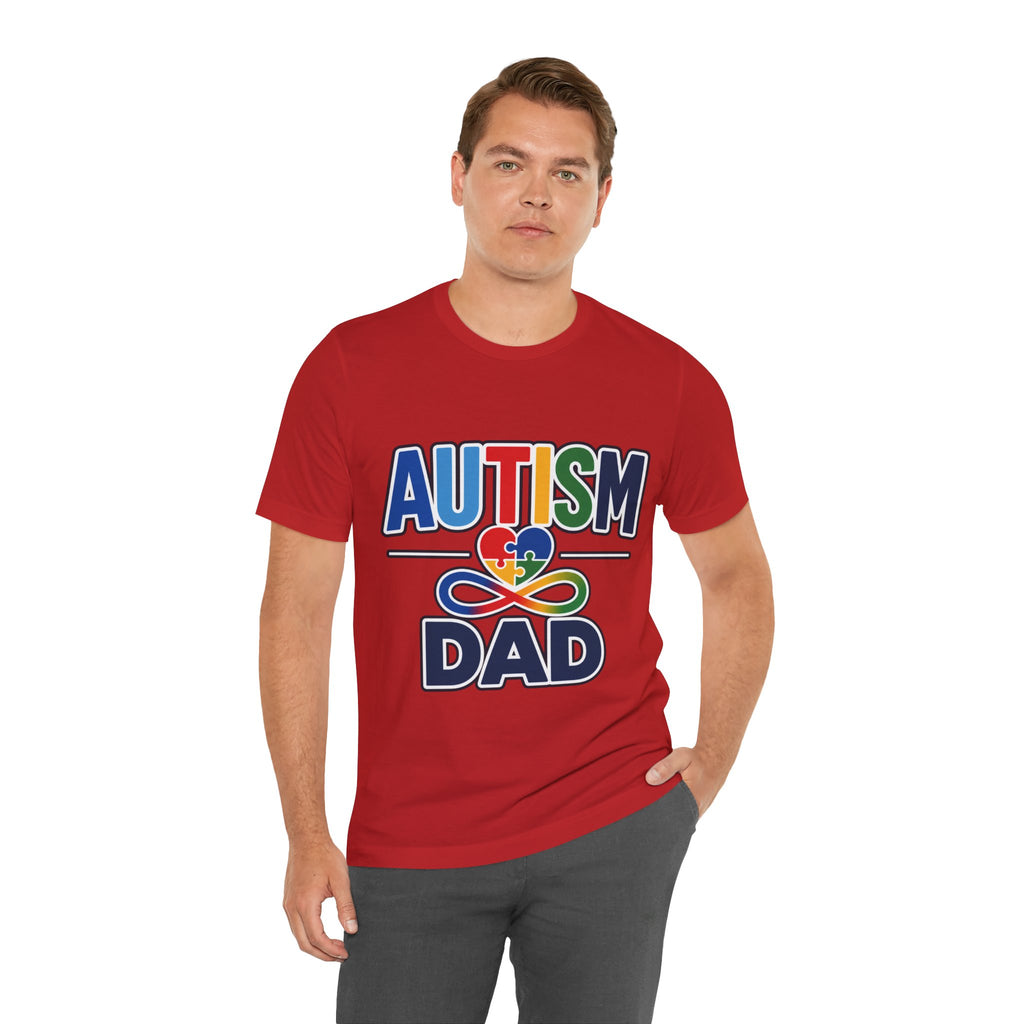 Autism Dad Shirt | Proud Autism Father T-Shirt | Colorful Puzzle Heart Infinity Design | Autism Awareness Gift for Dad | Autism Acceptance Tee