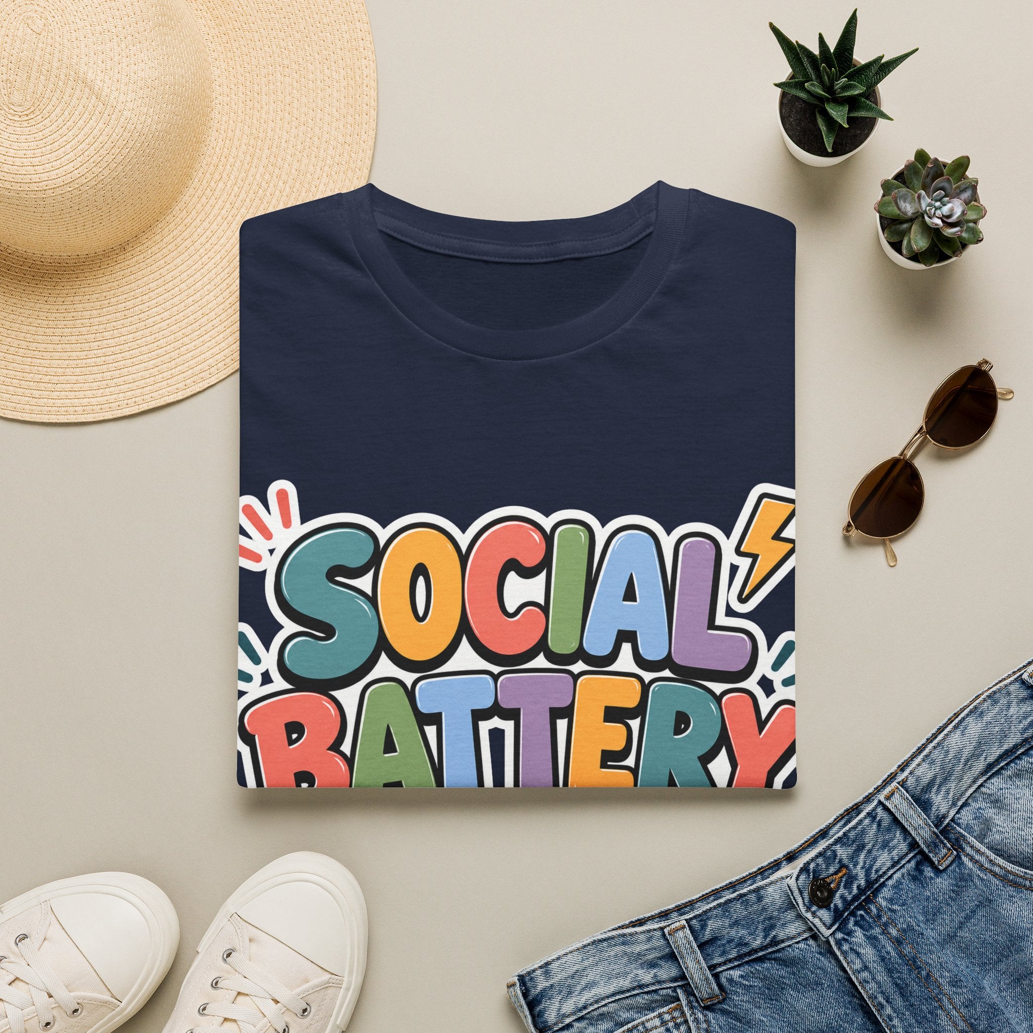 Social Battery Drained T-Shirt — Funny Introvert Graphic Tee