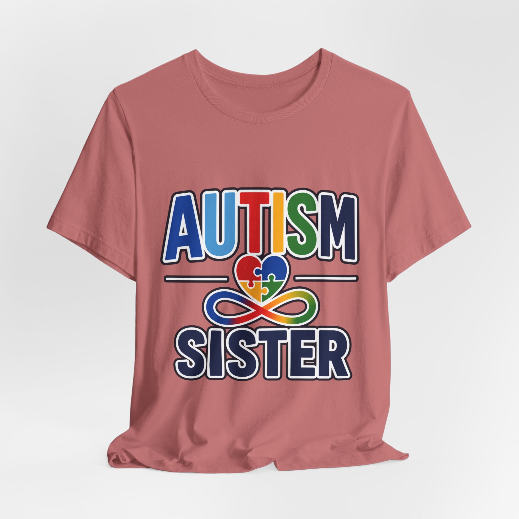 Autism Sister Shirt | Rainbow Puzzle Heart Infinity T-Shirt | Proud Autism Sibling Tee | Autism Awareness & Acceptance Gift for Sister