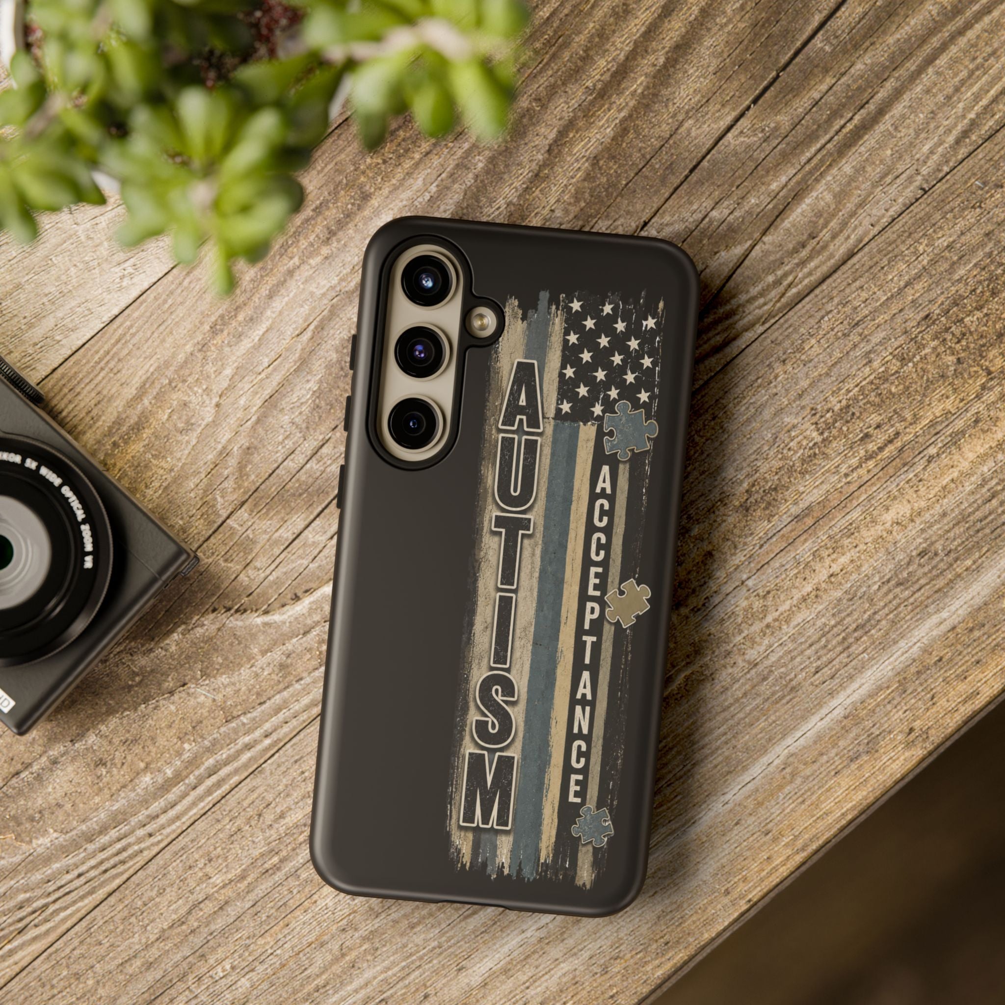 Autism Acceptance Phone Case Puzzle Piece Flag iPhone Samsung Tough Case Autism Awareness Neurodiversity Gift Special Needs Case