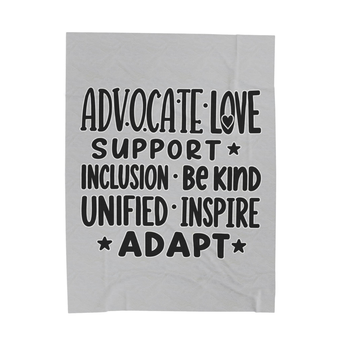 Advocate Support Inclusion Love Velveteen Blanket, Inspiring Word Art Throw, Disability Awareness Gift, Inclusive Cozy Home Decor