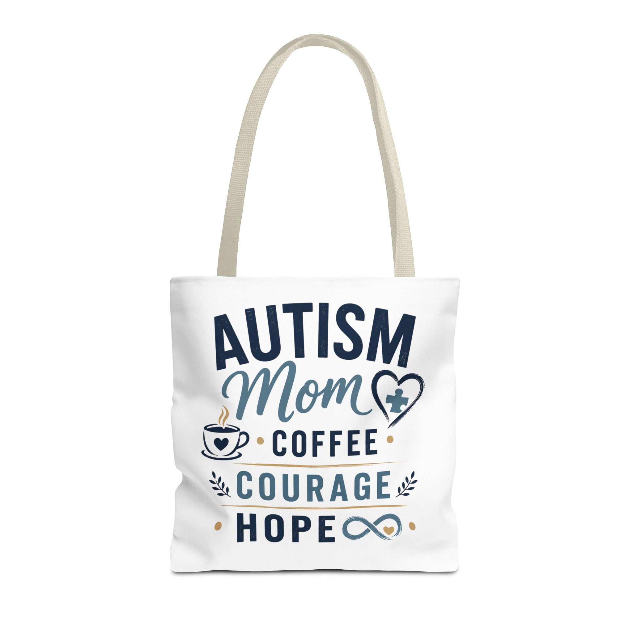 Autism Mom Coffee Courage Hope Tote Bag | Autism Acceptance Gift for Mom | Neurodiversity Canvas Tote | Special Needs Mom Bag