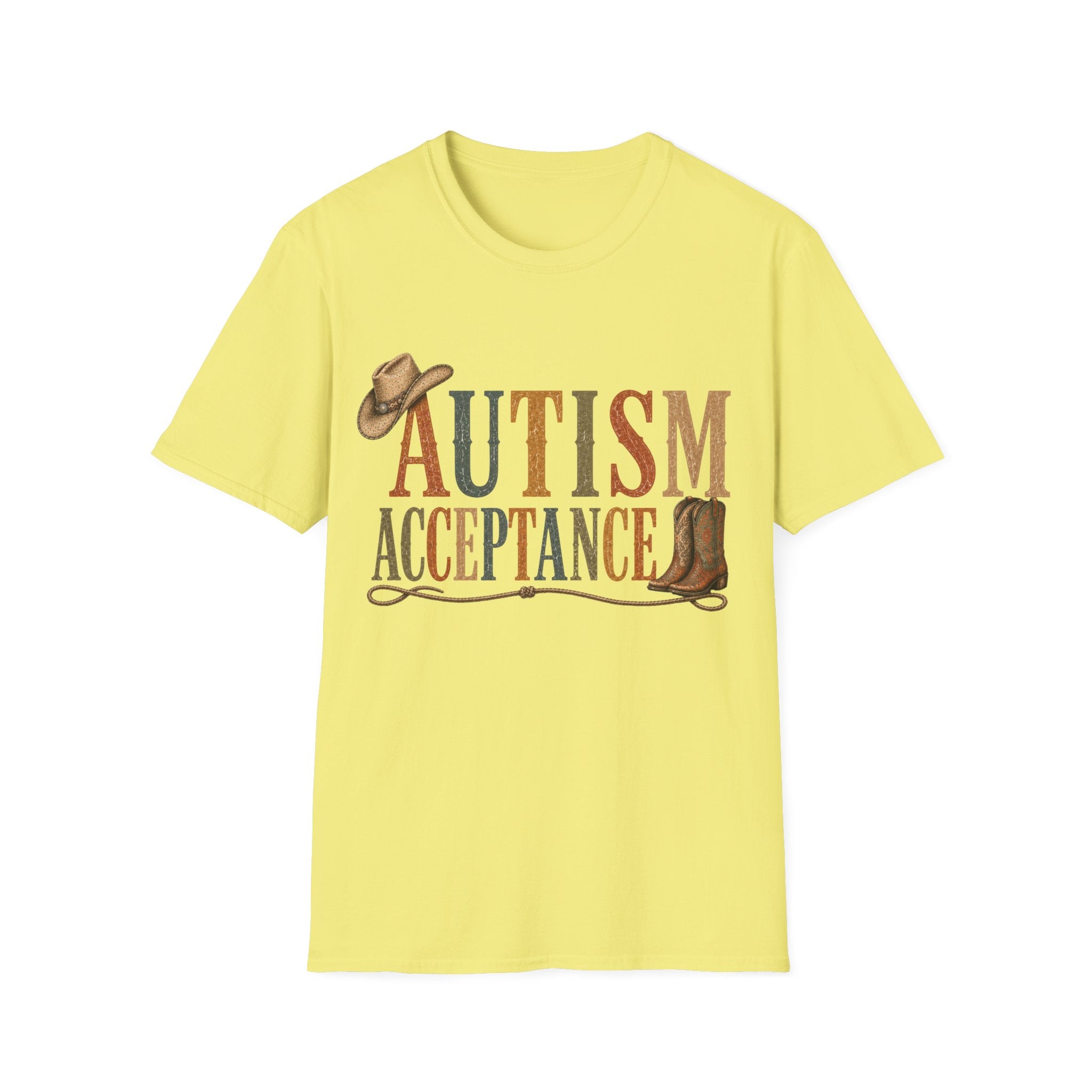Autism Acceptance T-Shirt | Western Cowboy Hat Typography