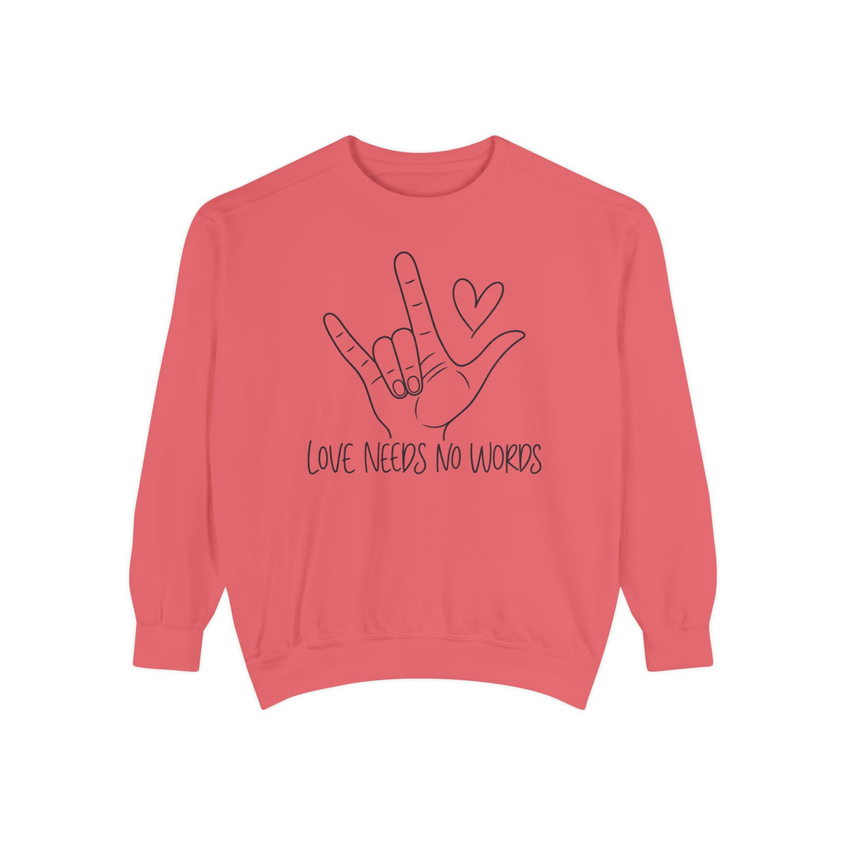 ASL Love Hand Sign Sweatshirt, Love Needs No Words Minimalist Line Art Hoodie, Autism Acceptance Sign Language Shirt, Nonverbal Gift