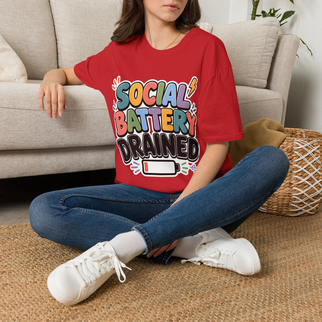 Social Battery Drained T-Shirt — Funny Introvert Graphic Tee