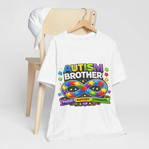 Autism Brother Infinity Puzzle Ribbon T-Shirt | Proud Support Strength
