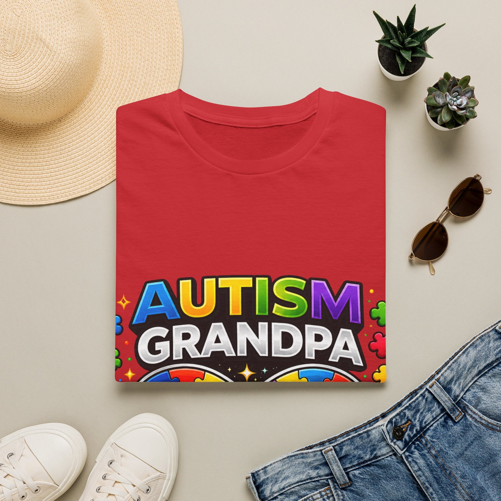 Autism Grandpa Shirt | Proud Autism Grandpa Tee | Puzzle Ribbon Infinity T-Shirt | Autism Awareness Gift for Grandpa