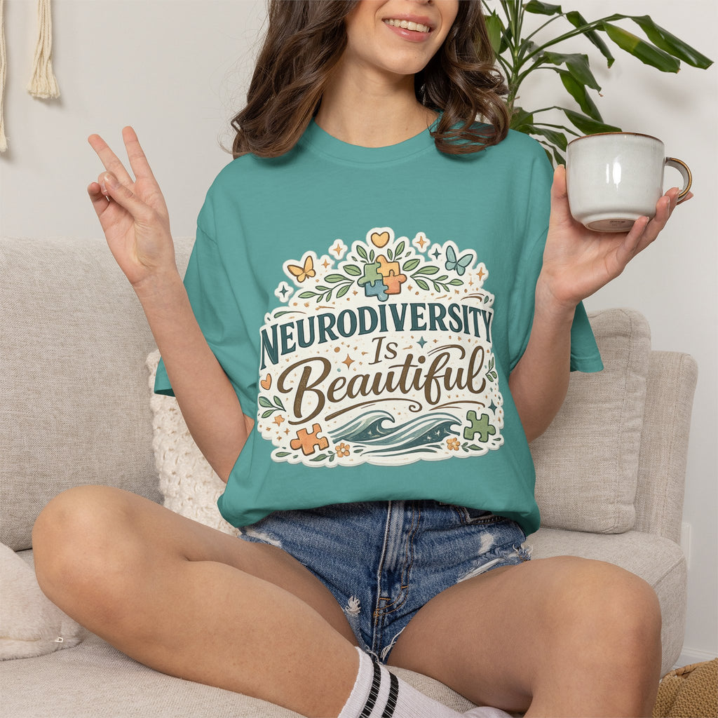 Neurodiversity Is Beautiful T-shirt | Floral Wave Awareness Tee