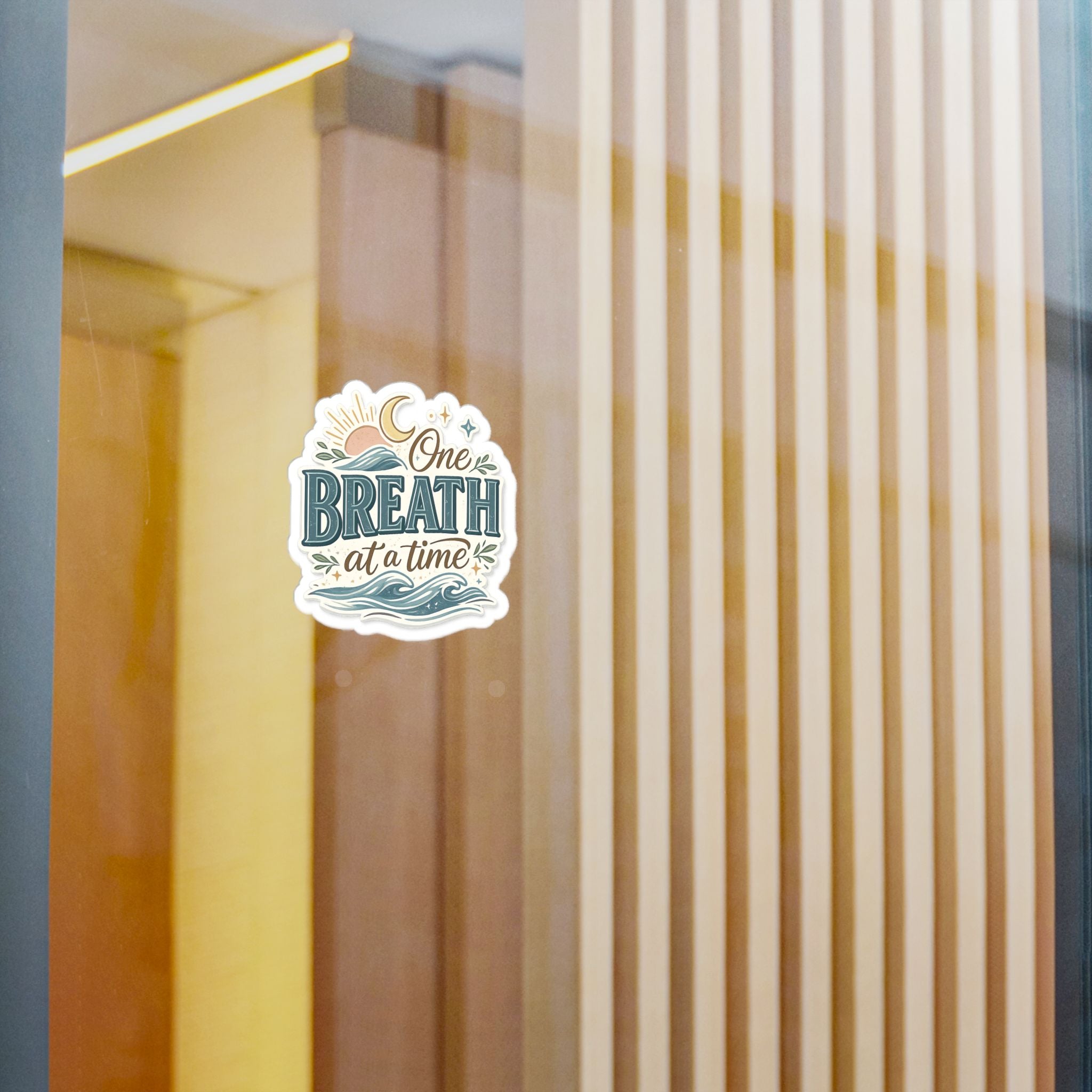 One Breath at a Time Kiss-Cut Vinyl Decal | Calm Waves Sun & Moon Sticker