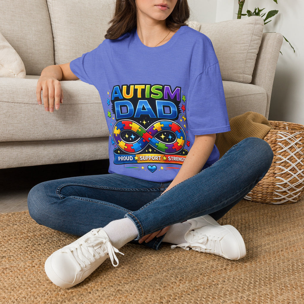 Autism Dad Shirt | Proud Autism Father Tee | Infinity Puzzle Ribbon T-Shirt | Autism Awareness Gift for Dad | Neurodiversity Support