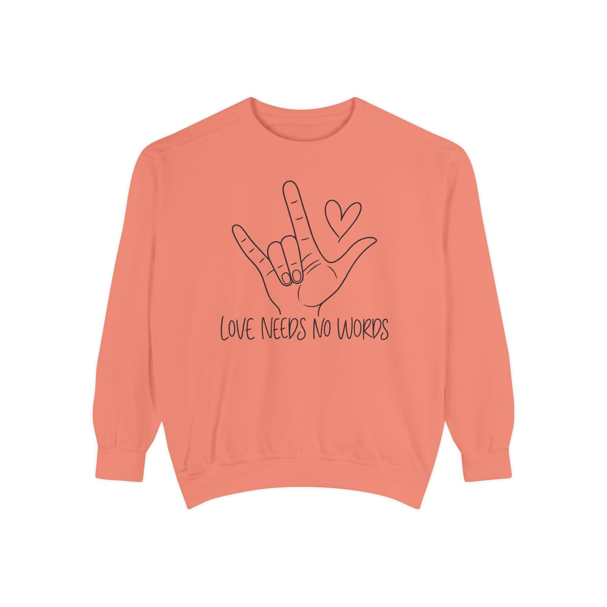 ASL Love Hand Sign Sweatshirt, Love Needs No Words Minimalist Line Art Hoodie, Autism Acceptance Sign Language Shirt, Nonverbal Gift
