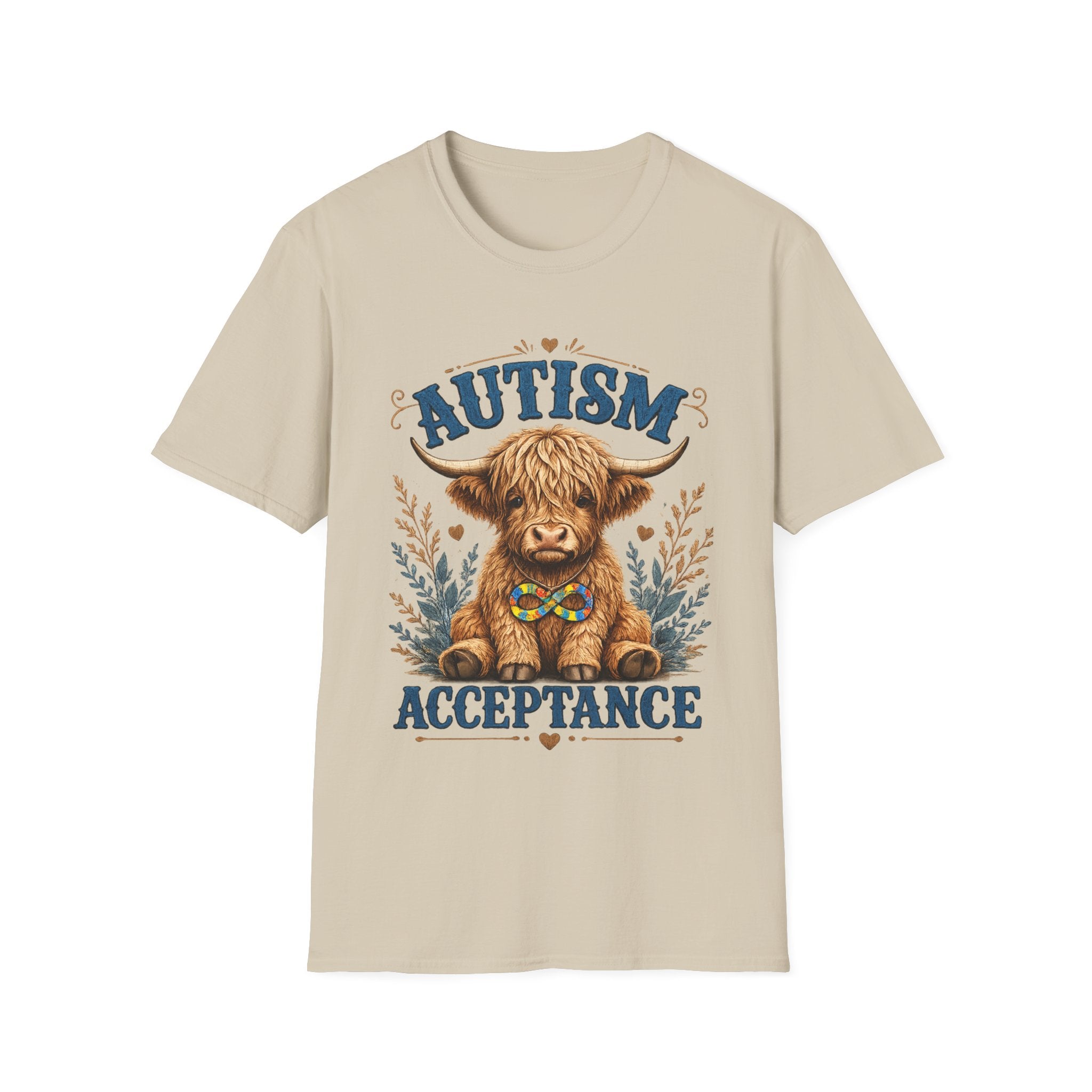Autism Acceptance Highland Cow T-Shirt | Awareness, Support