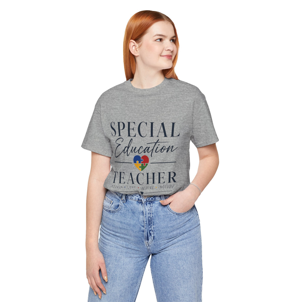 Special Education Teacher Shirt | Teach Love Inspire T-Shirt | Puzzle Heart Graphic Tee | Autism Acceptance Gift | Inclusive Teacher