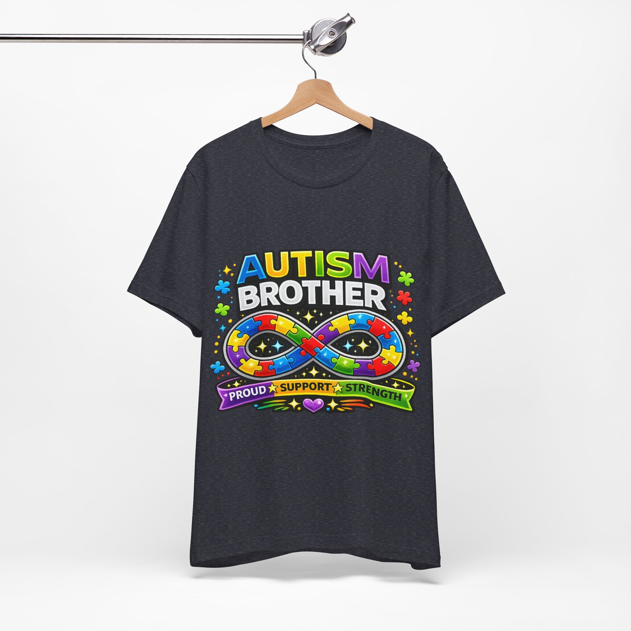 Autism Brother Infinity Puzzle Ribbon T-Shirt | Proud Support Strength