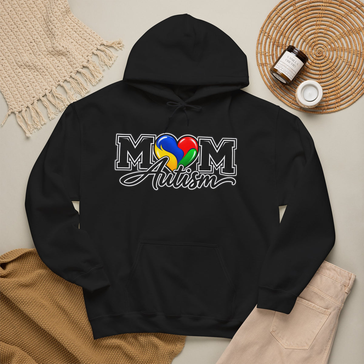 Mom Autism Heart Puzzle Hoodie, Autism Awareness Sweatshirt, Autism Mom Gift Crewneck, Autism Acceptance Family Apparel