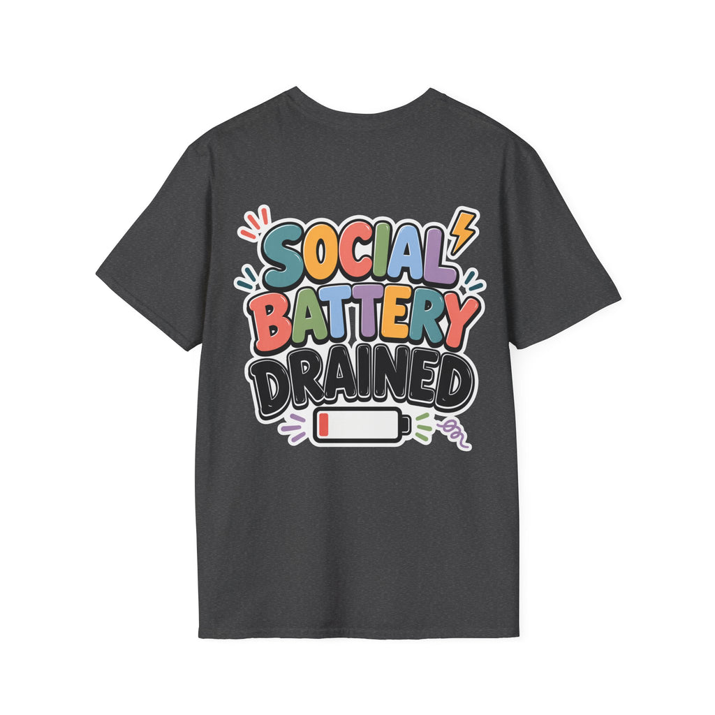 Social Battery Drained Shirt | Funny Introvert T-Shirt | Social Anxiety Graphic Tee | Mental Health Humor Shirt | Unisex Gift