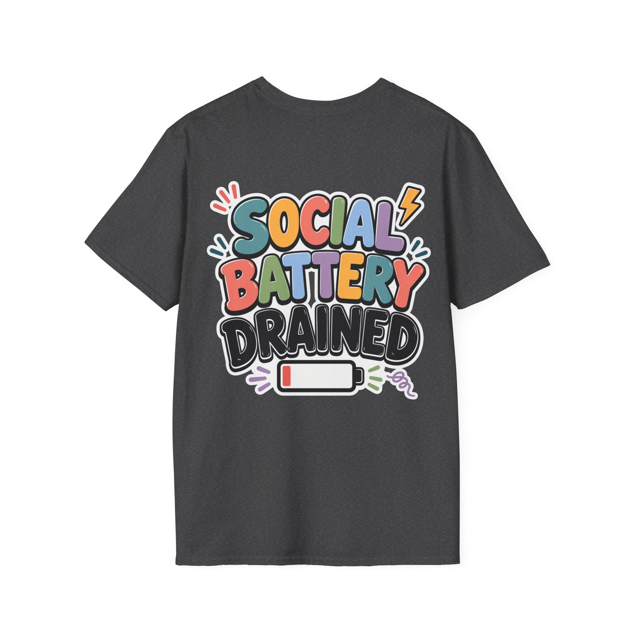Social Battery Drained Shirt | Funny Introvert T-Shirt | Social Anxiety Graphic Tee | Mental Health Humor Shirt | Unisex Gift