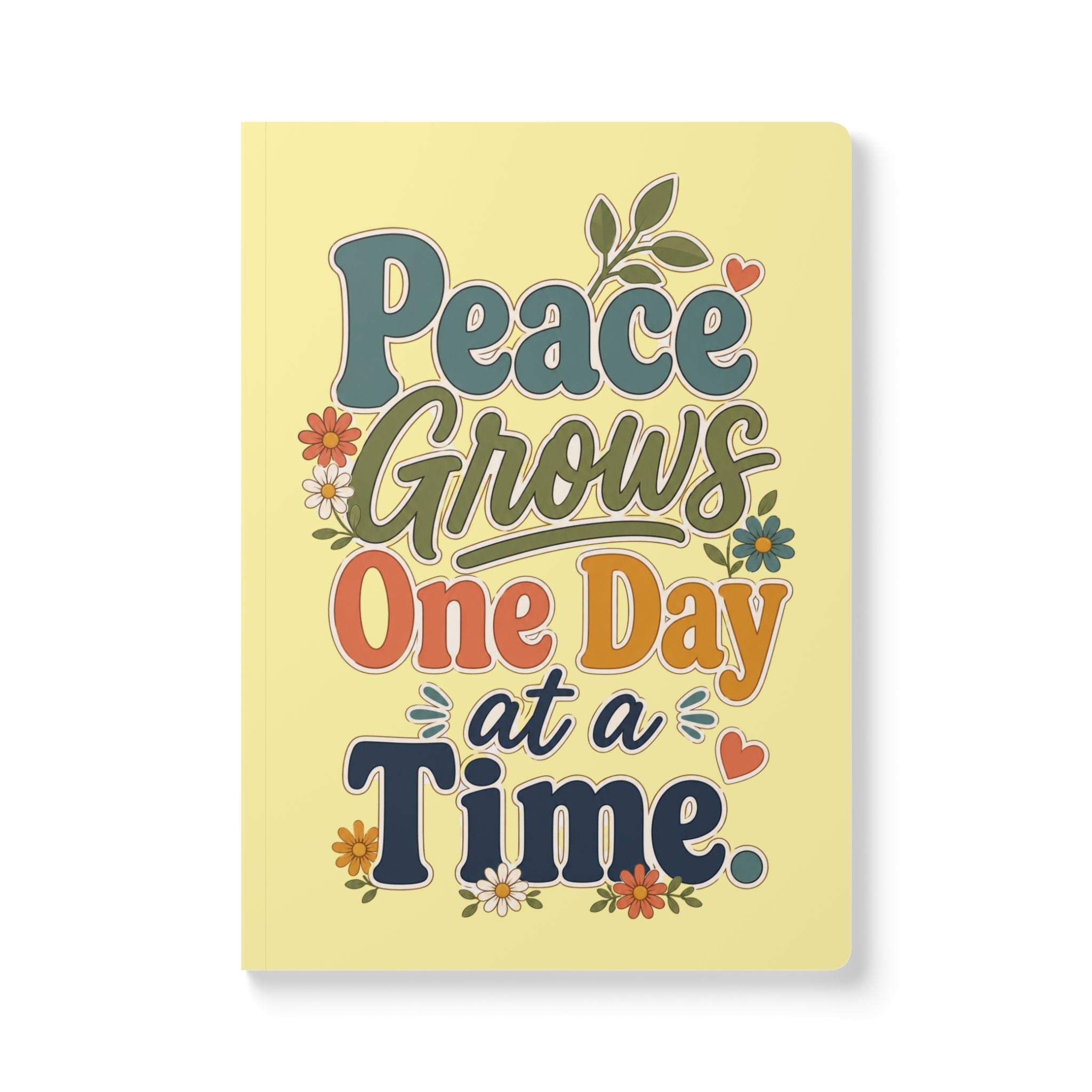 Peace Grows One Day at a Time Journal | Softcover Notebook, Floral Typography